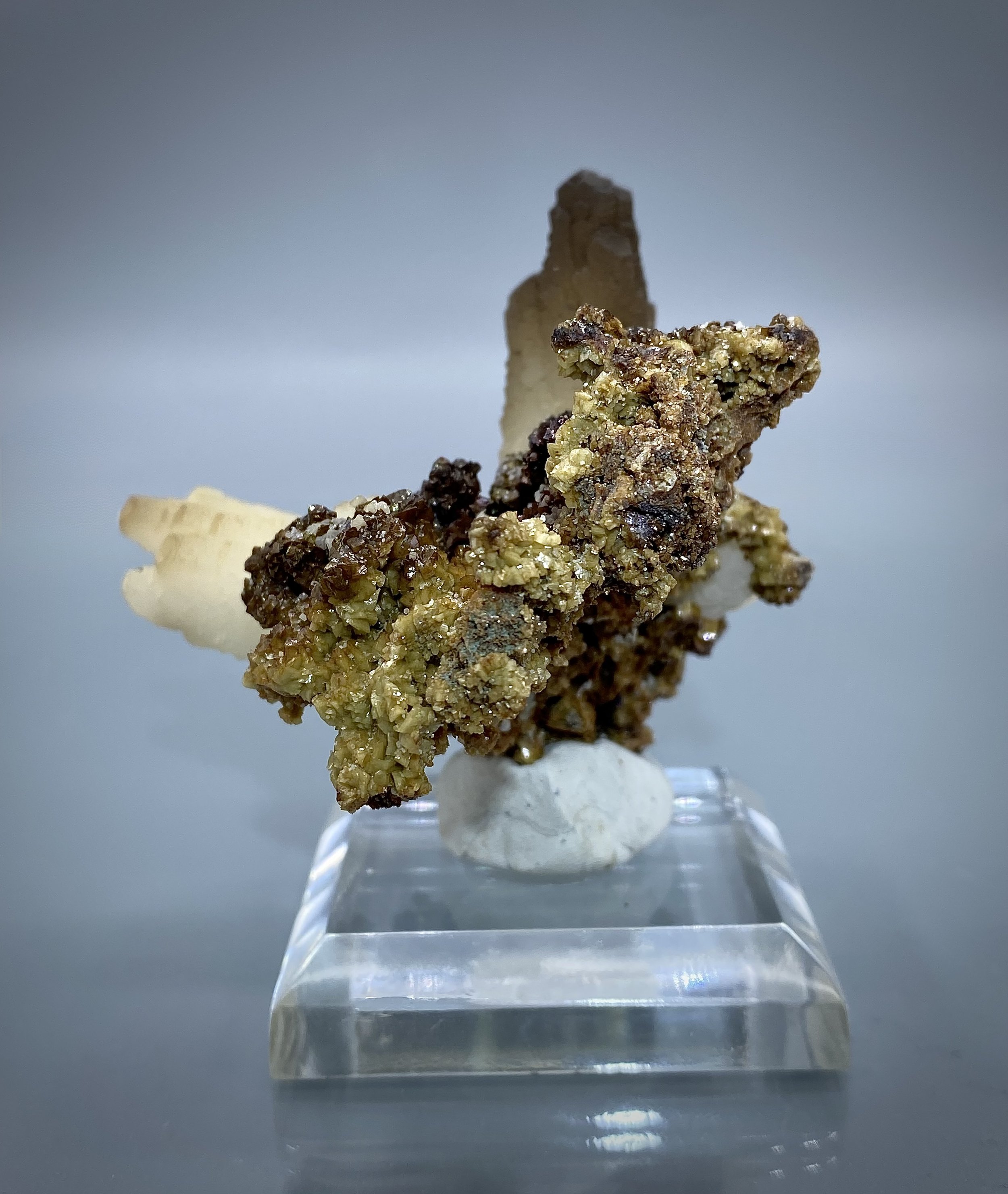 Calcite on Siderite - Aegean Islands, Serifos, Greece 4.jpeg