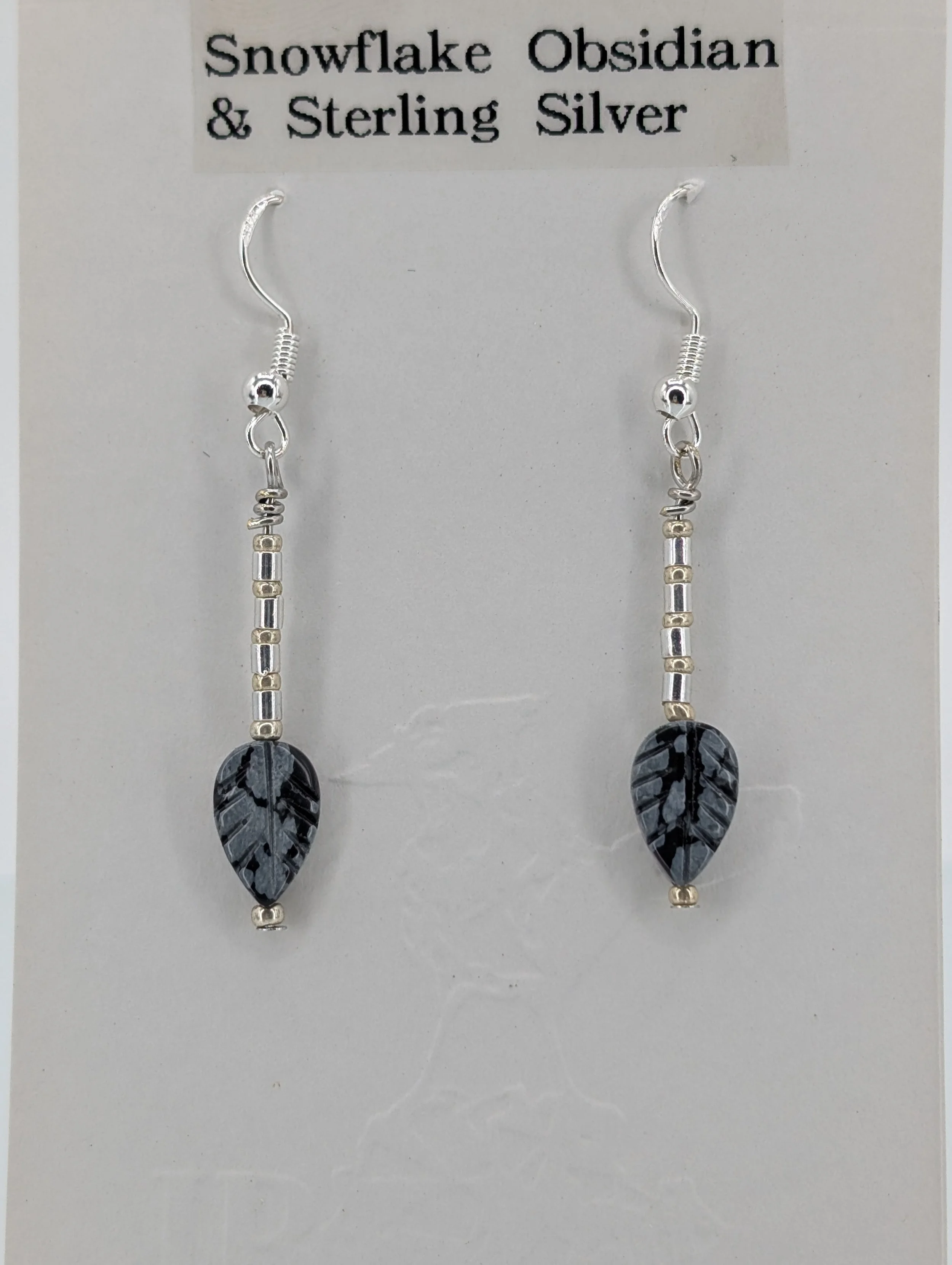 Snowflake Obsidian & Sterling Silver Earrings