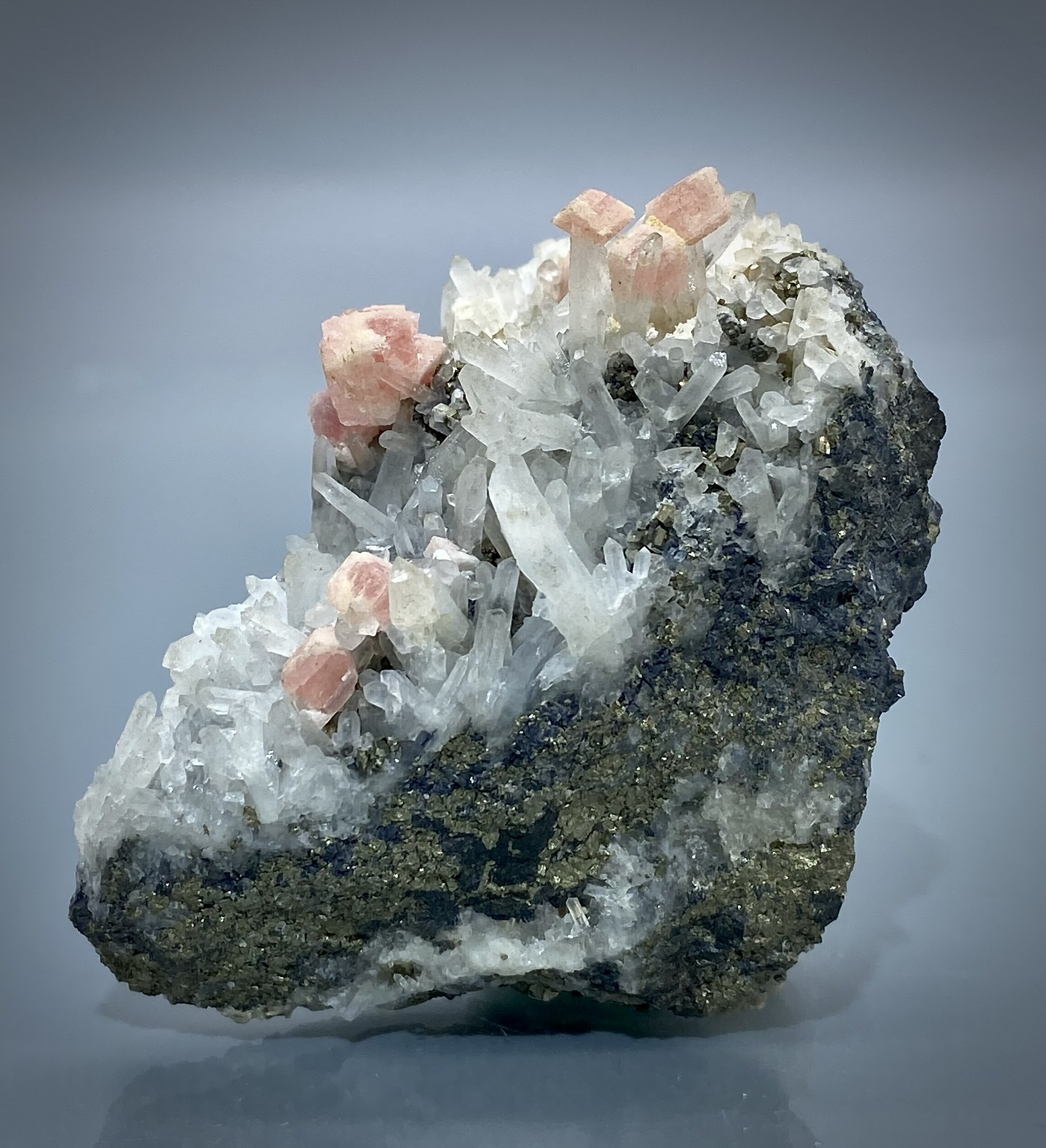 Rhodochrosite on Quartz, Colorado