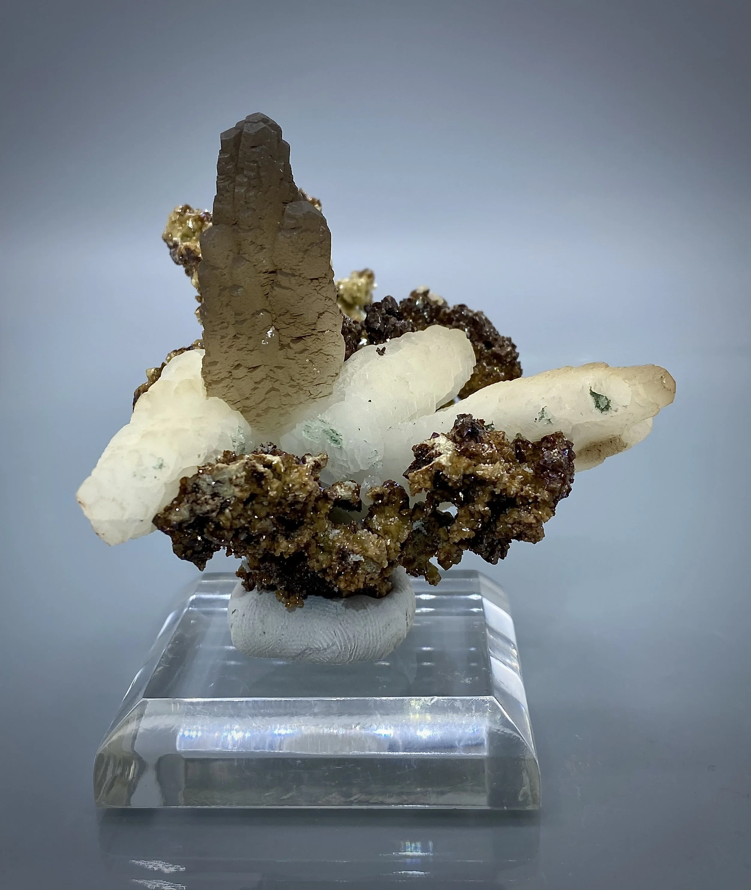 Calcite on Siderite - Aegean Islands, Serifos, Greece 1.jpeg