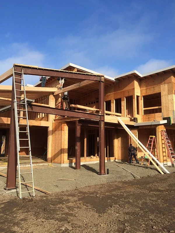 A modern home during construction.
