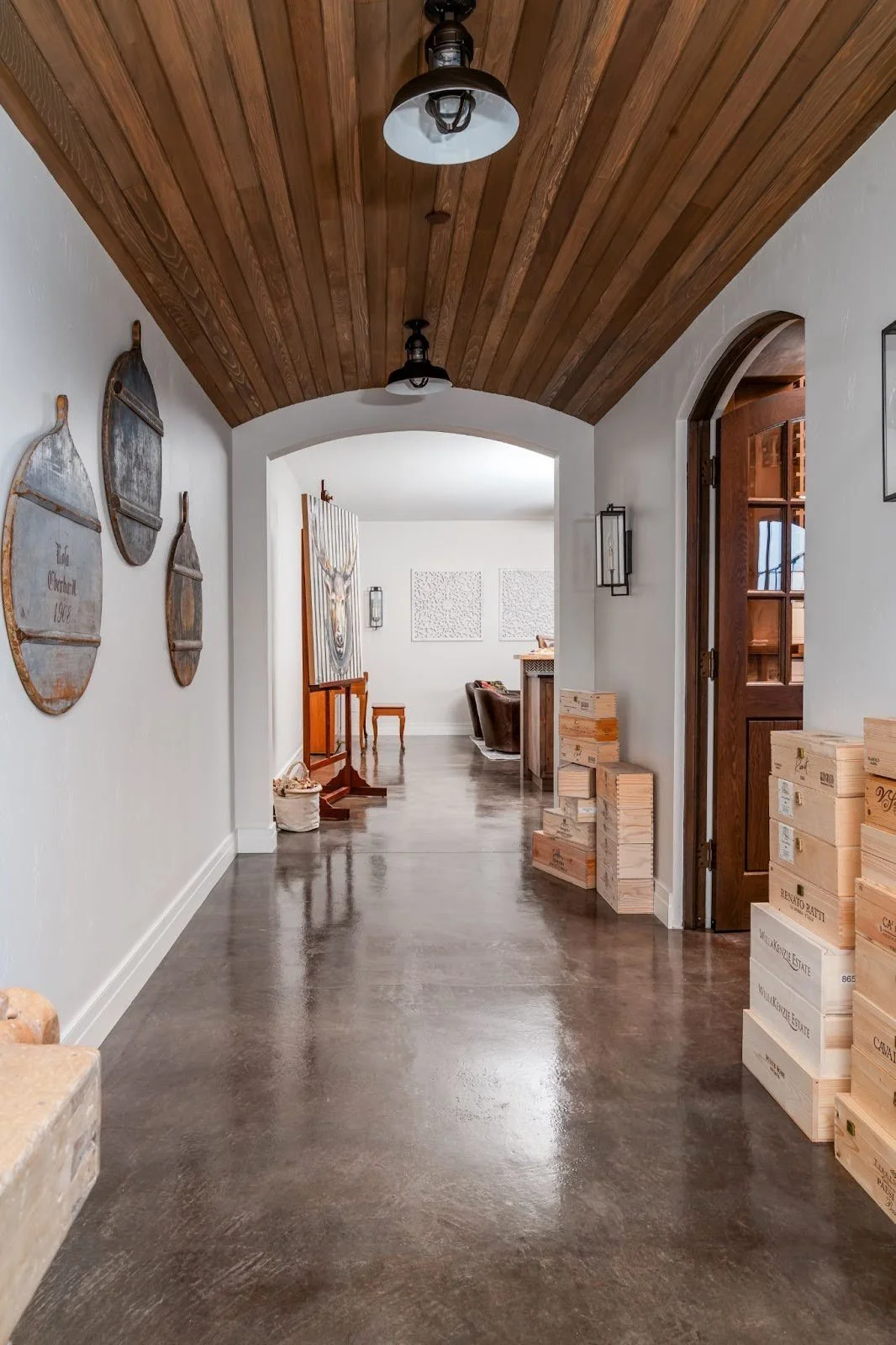 A wine storage area in a custom home.