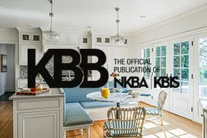 Kitchen with KBB logo.