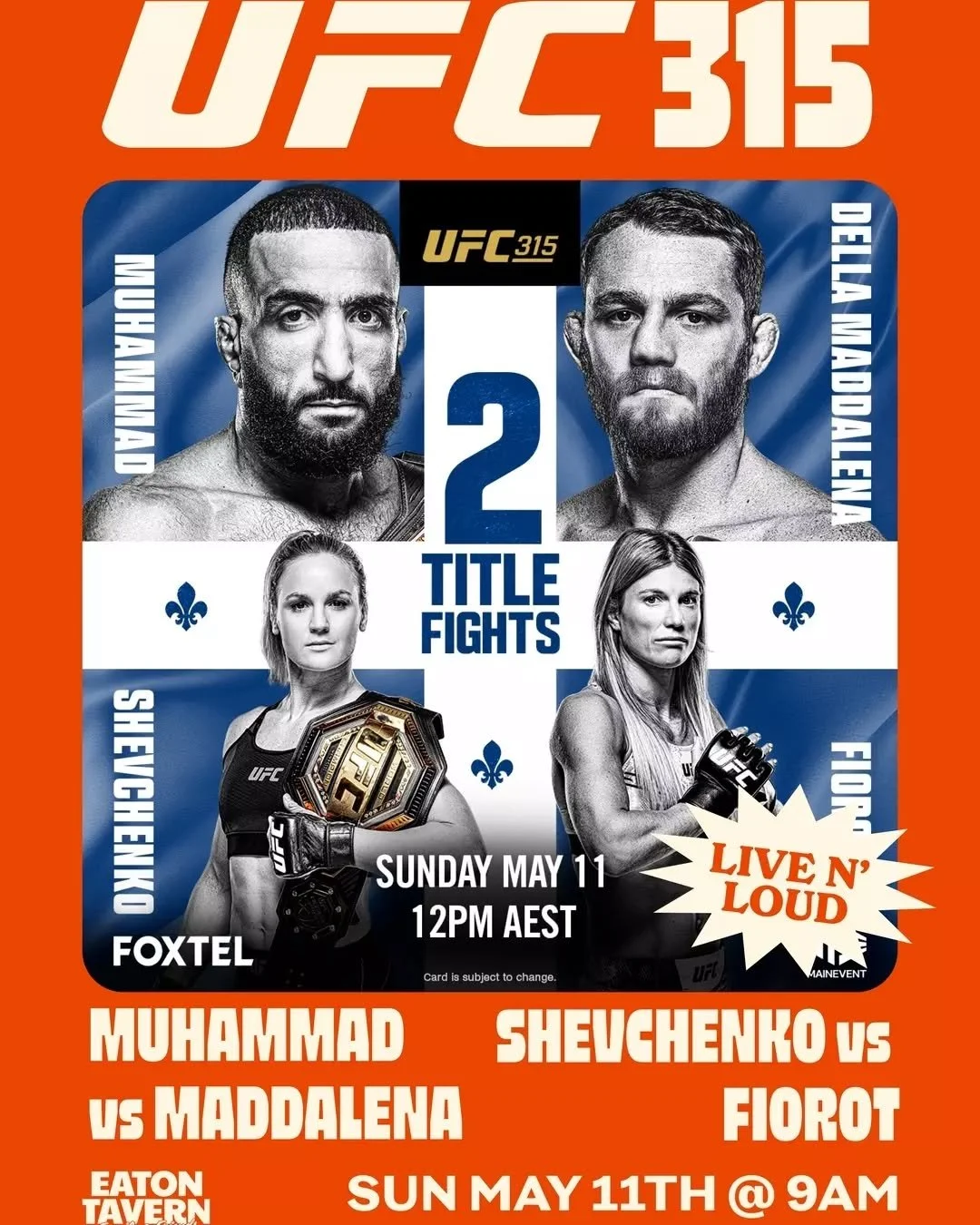 UFC 315 is this SUNDAY and we will be opening up nice and early from 9am so you can enjoy the action LIVE &amp; LOUD&nbsp;🍻

Book your tables now!