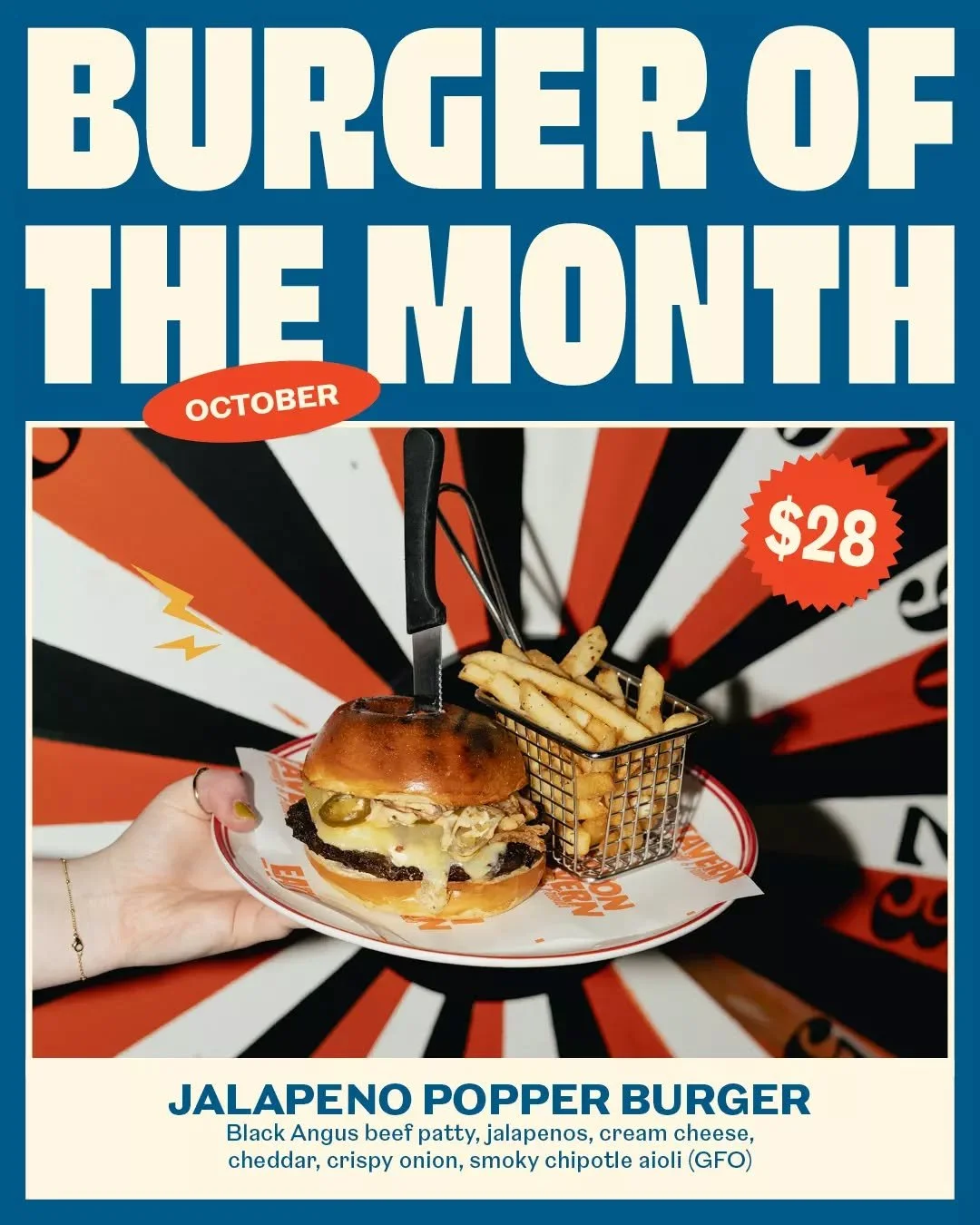 Things are about to get spicy 🌶️

Our Jalape&ntilde;o Popper Burger is your Burger of the Month, loaded with cheesy, jalape&ntilde;o goodness and ready to stun this October.

Get around it while it&rsquo;s here!