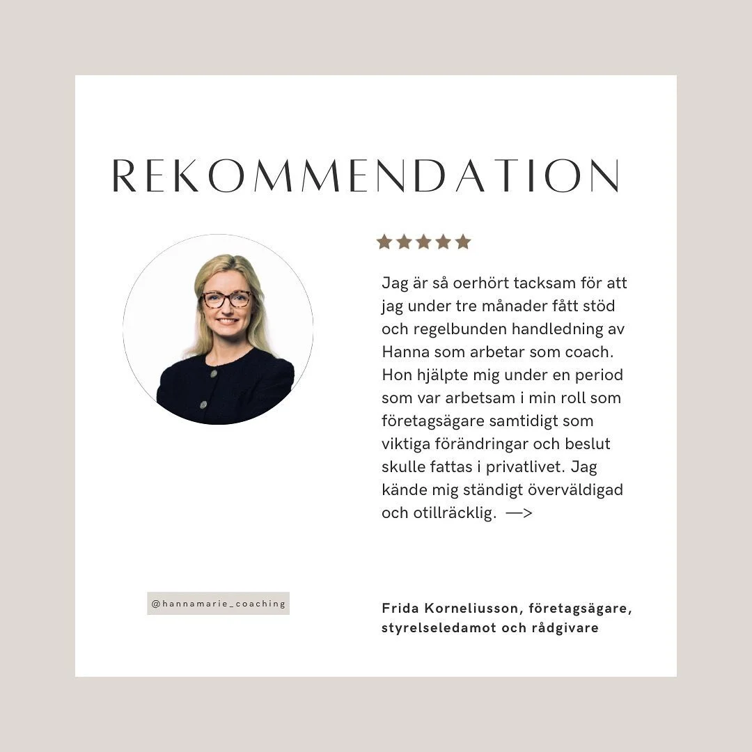 Wow! Att f&aring; de h&auml;r orden fr&aring;n en klient g&ouml;r mig oerh&ouml;rt glad ✨

Jag g&aring;r p&aring; djupet i min coaching f&ouml;r att skapa h&aring;llbara resultat i l&auml;ngden. 

Du f&aring;r inte ett standarduppl&auml;gg utan jag s