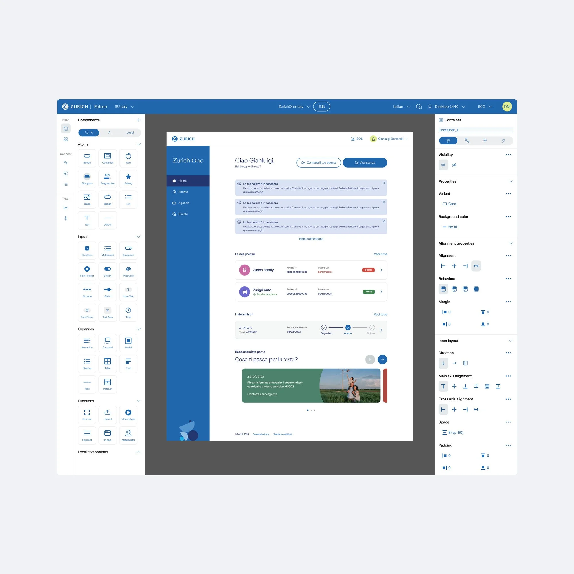   Lead Product Designer at Zurich Insurance 🔒  Designed Zurich’s internal SaaS platform for building digital products end-to-end.     