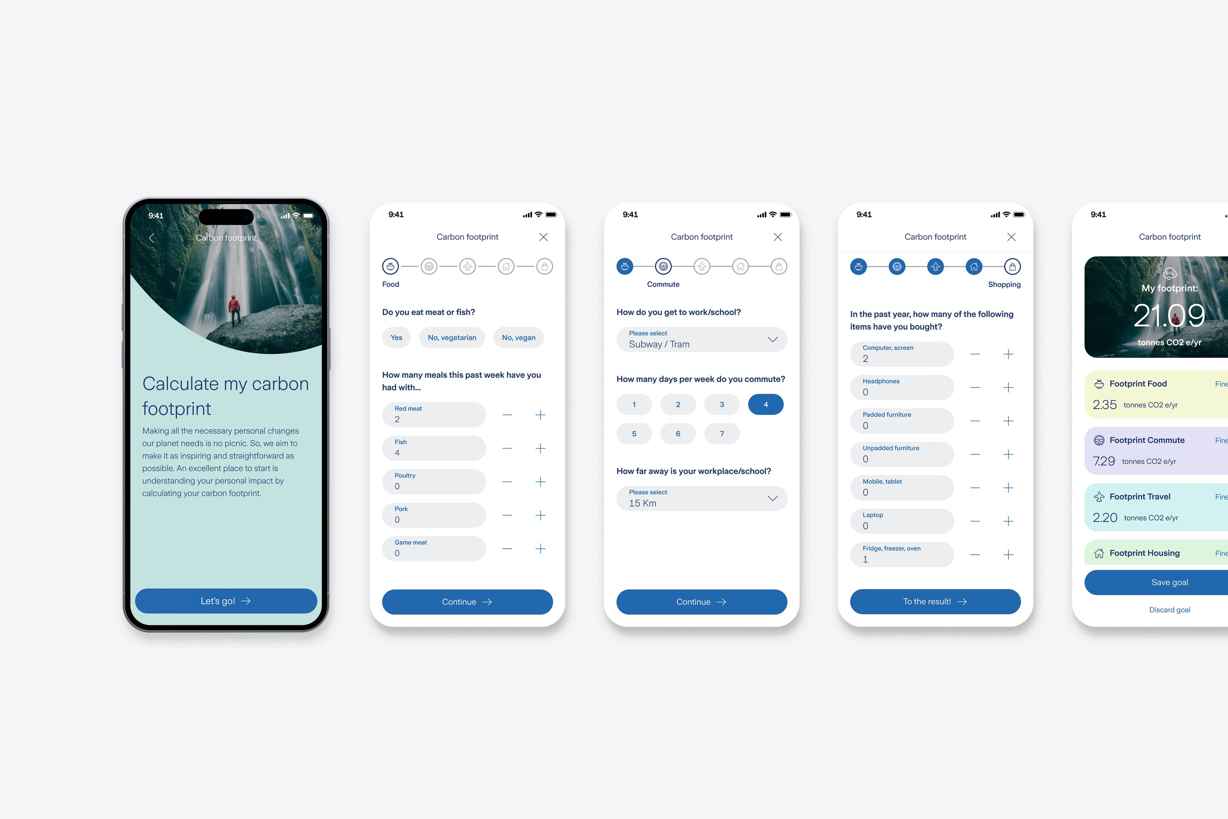 App feature for carbon footprint calculation