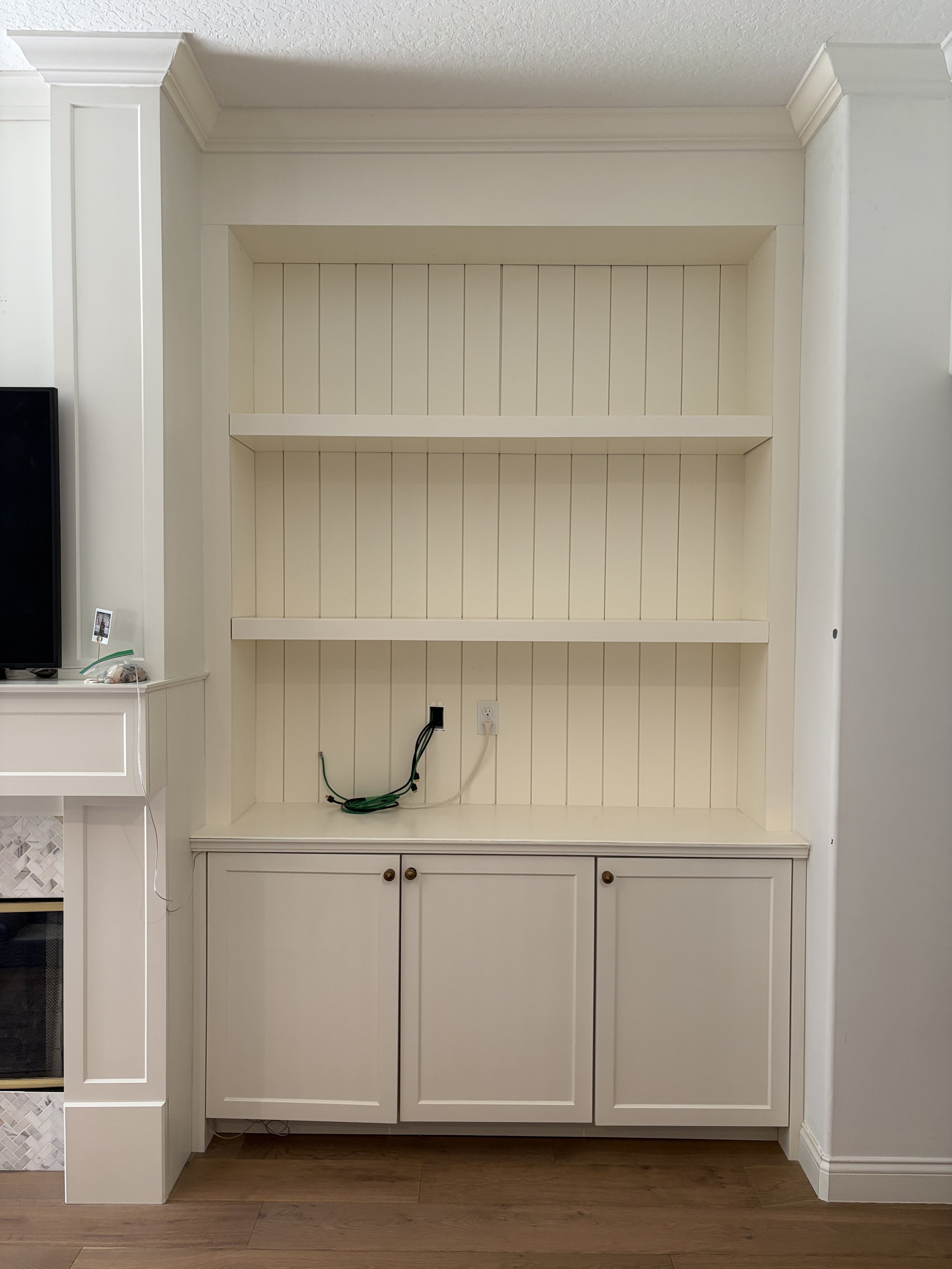 Upper Bookcase / Display shelving with Shiplap Back Detail