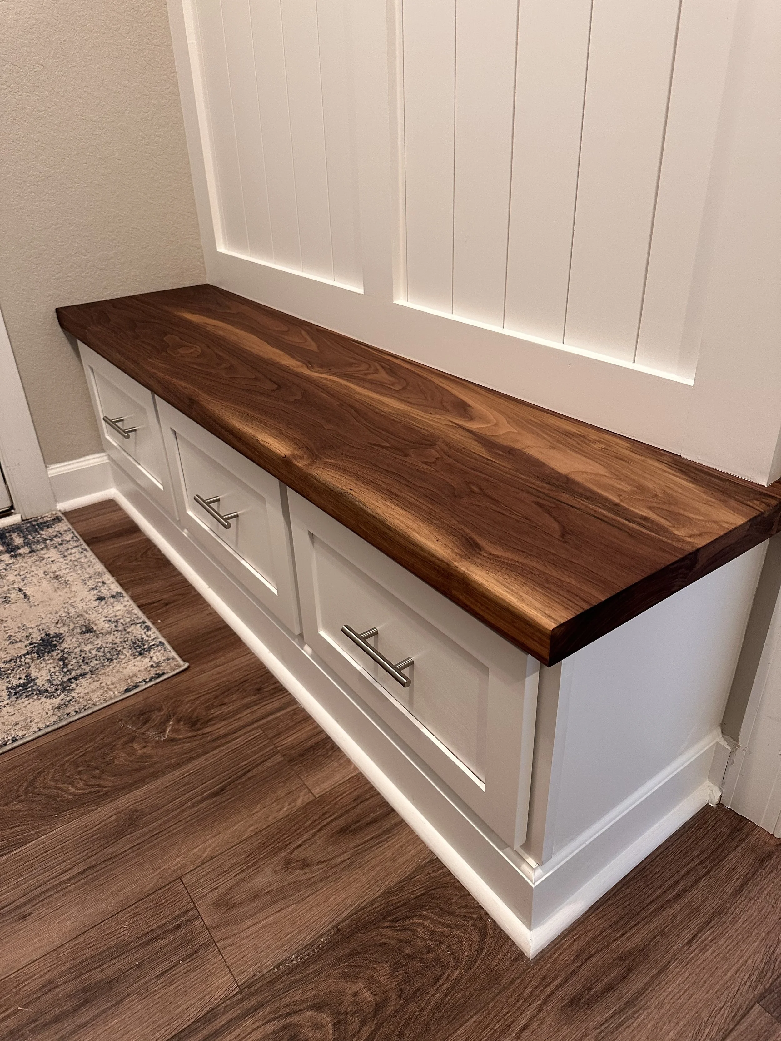 Walnut Mudroom Bench with Drawers