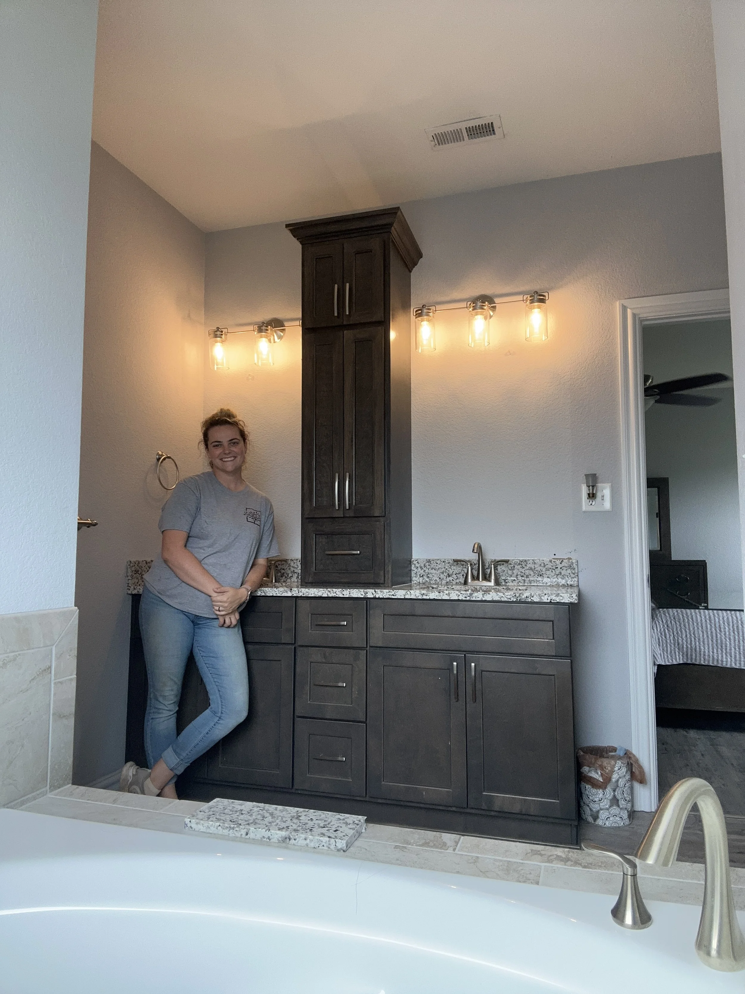 Fully custom stained bathroom vanity 