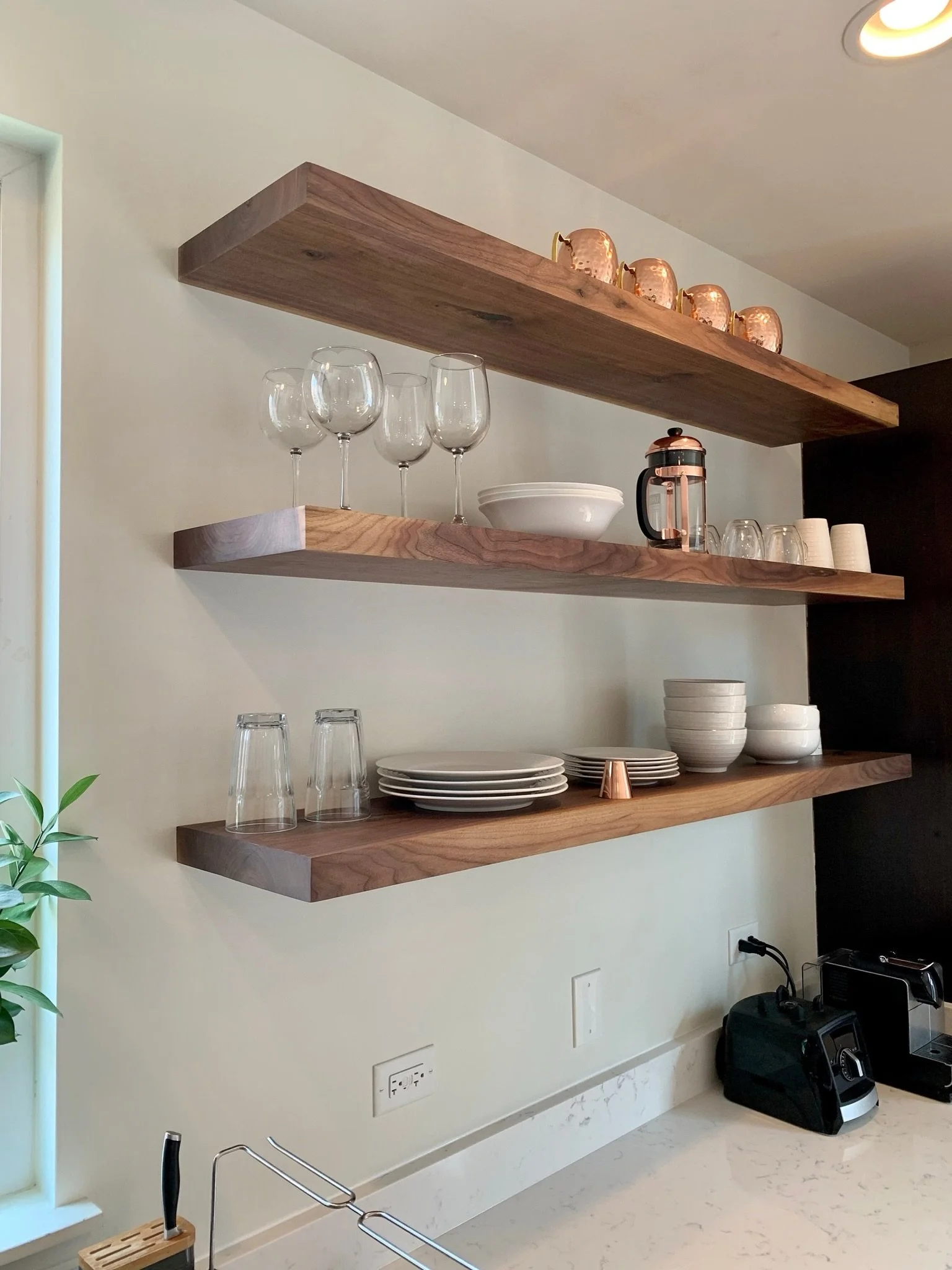 Walnut shelves