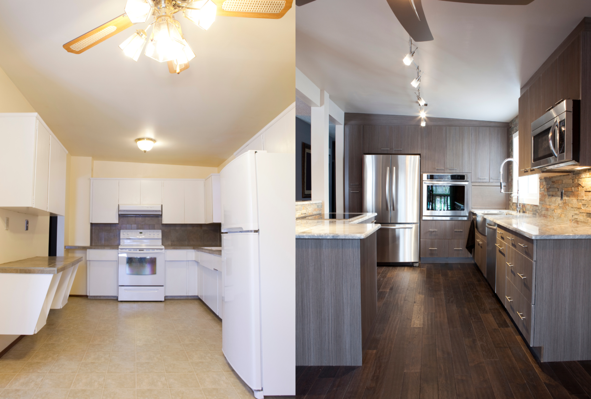 Before and after kitchen renovation in Wollongong