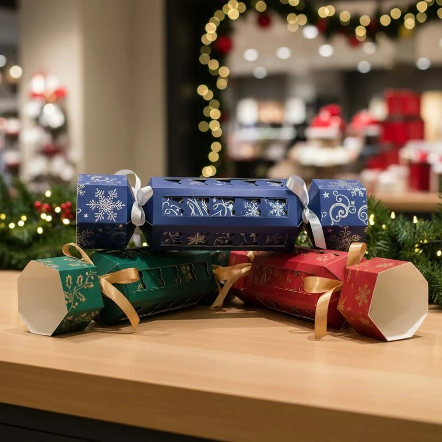 Luxury advent calendar crackers designed for M&S, developed through packaging range review to create a new festive format suitable for retail display.