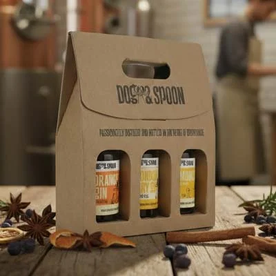 Rigid kraft presentation box for whisky miniatures with plastic-free insert, retail ready by Fantastic Mr Box