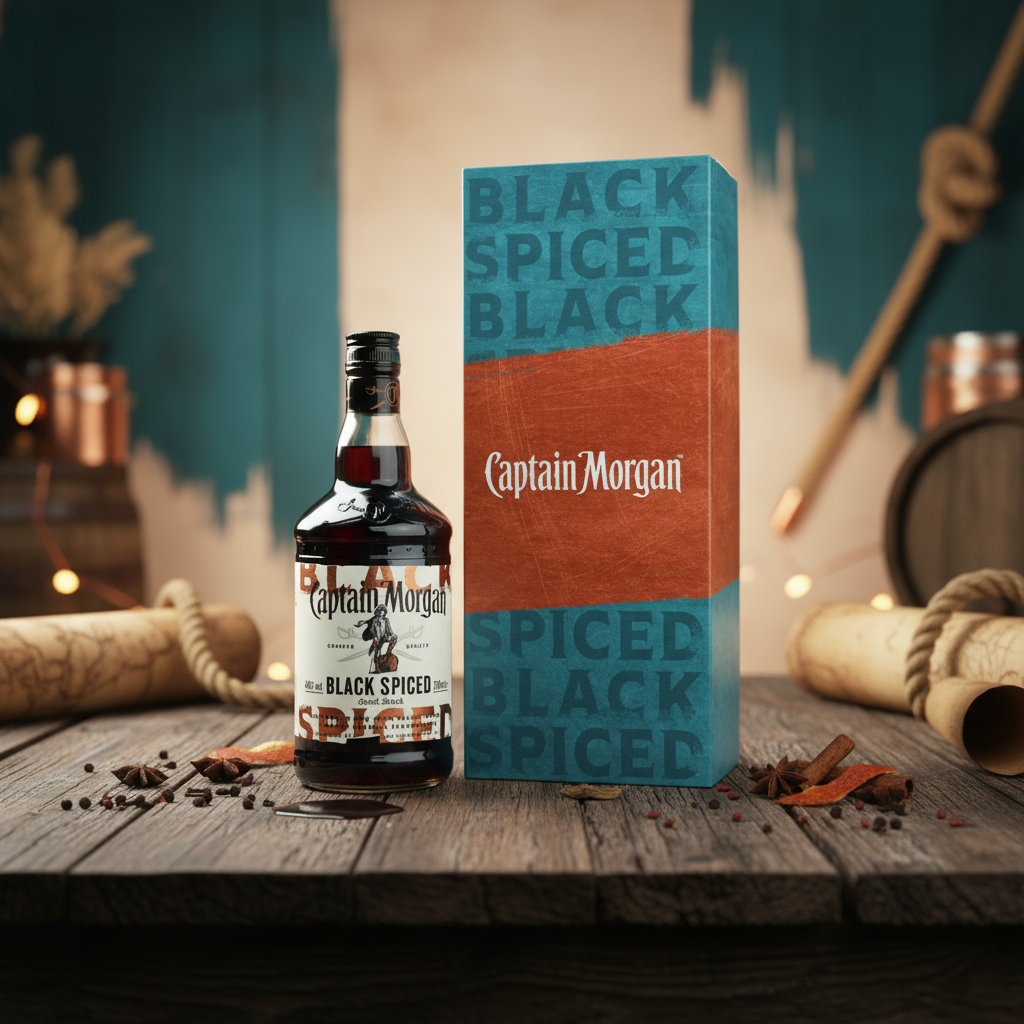 Rigid lid and base influencer box with secure bottle fitment, full print and bold textures on a rustic set