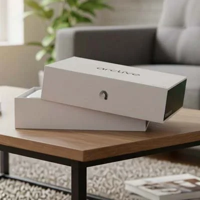 Premium rigid base and lid gift box, soft-touch finish, Apple-style unboxing, by Fantastic Mr Box