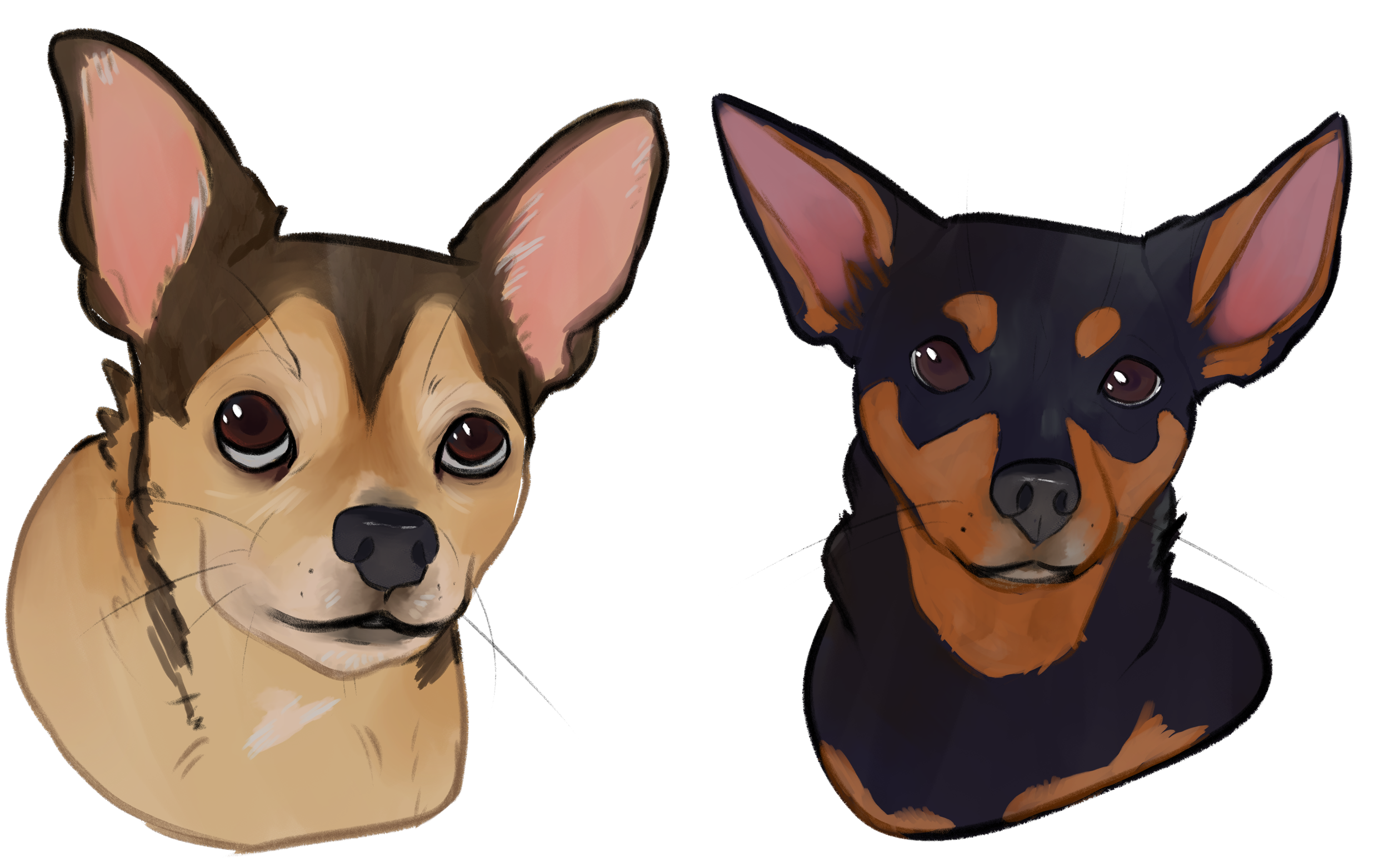 Digital portraits of two dogs | 5 hrs