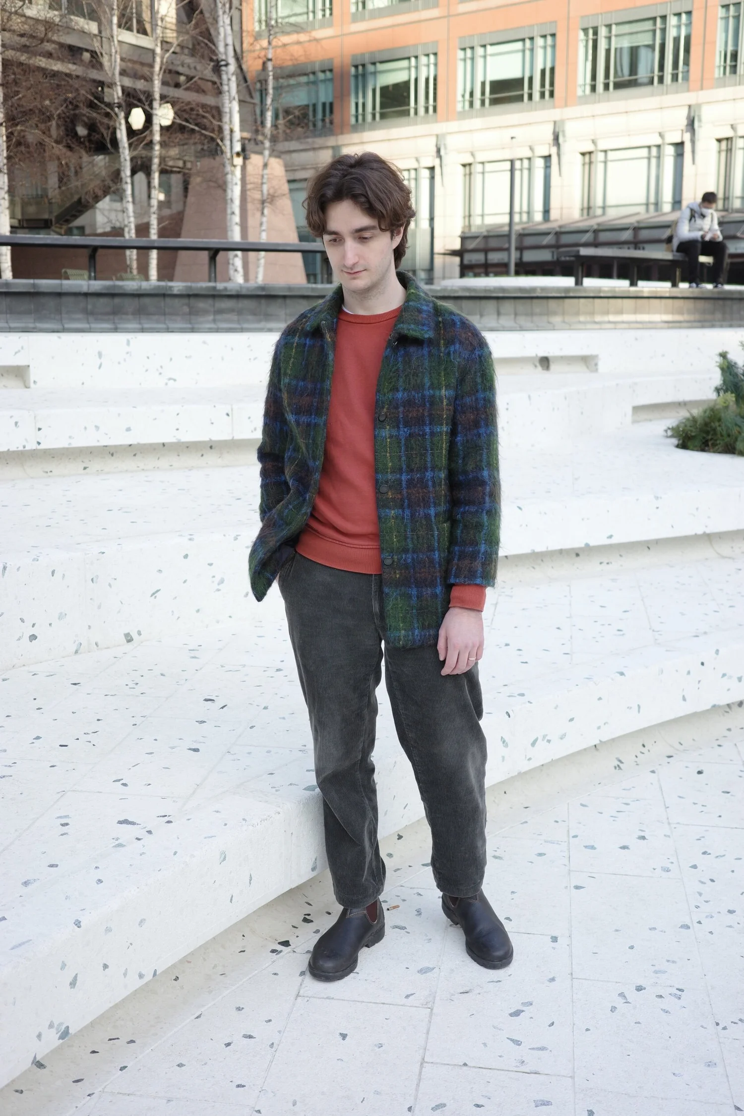 Blue Green Plaid Mohair Jacket - M / L — Haut Vintage