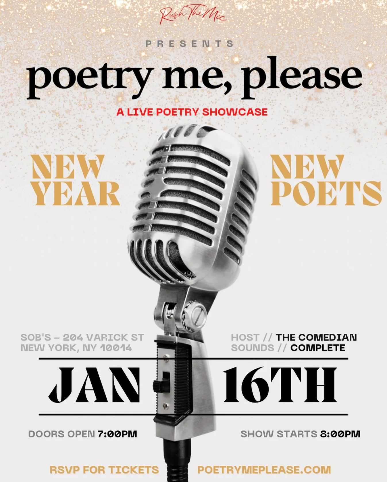 🎤 Kick off the New Year with poetry me, please! ✨ We&rsquo;re bringing NEW poets and unforgettable vibes to NYC on January 16th

🕕 Doors open: 7:00 PM
🎙 Show starts: 8:00 PM
🎶 Hosted by @thecomedian._ with sounds by @complete.nyc_ 
📍: @sobsnyc 
