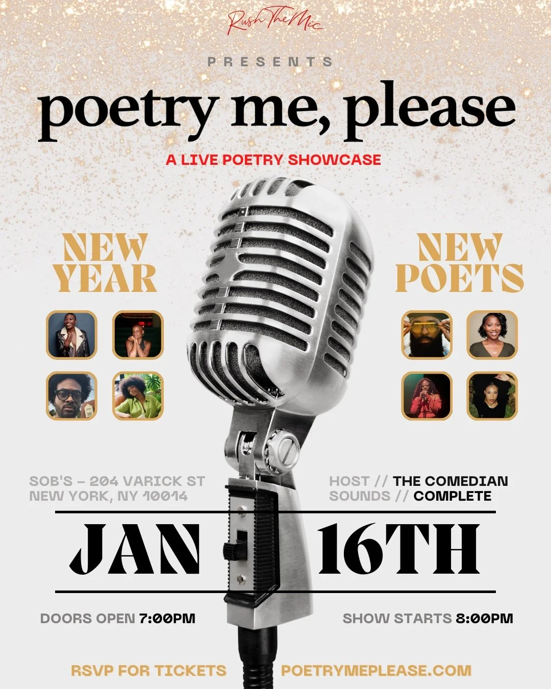 This Friday 1/16 at 7PM, we&rsquo;re setting the tone for the new year ✨

Check out our lineup for &ldquo;New Year, New Poets&rdquo; live at @sobsnyc 🎙️

Secure your seat on poetrymeplease.com (link in bio) 🎟️

#poetrymeplease #newyearnewpoets