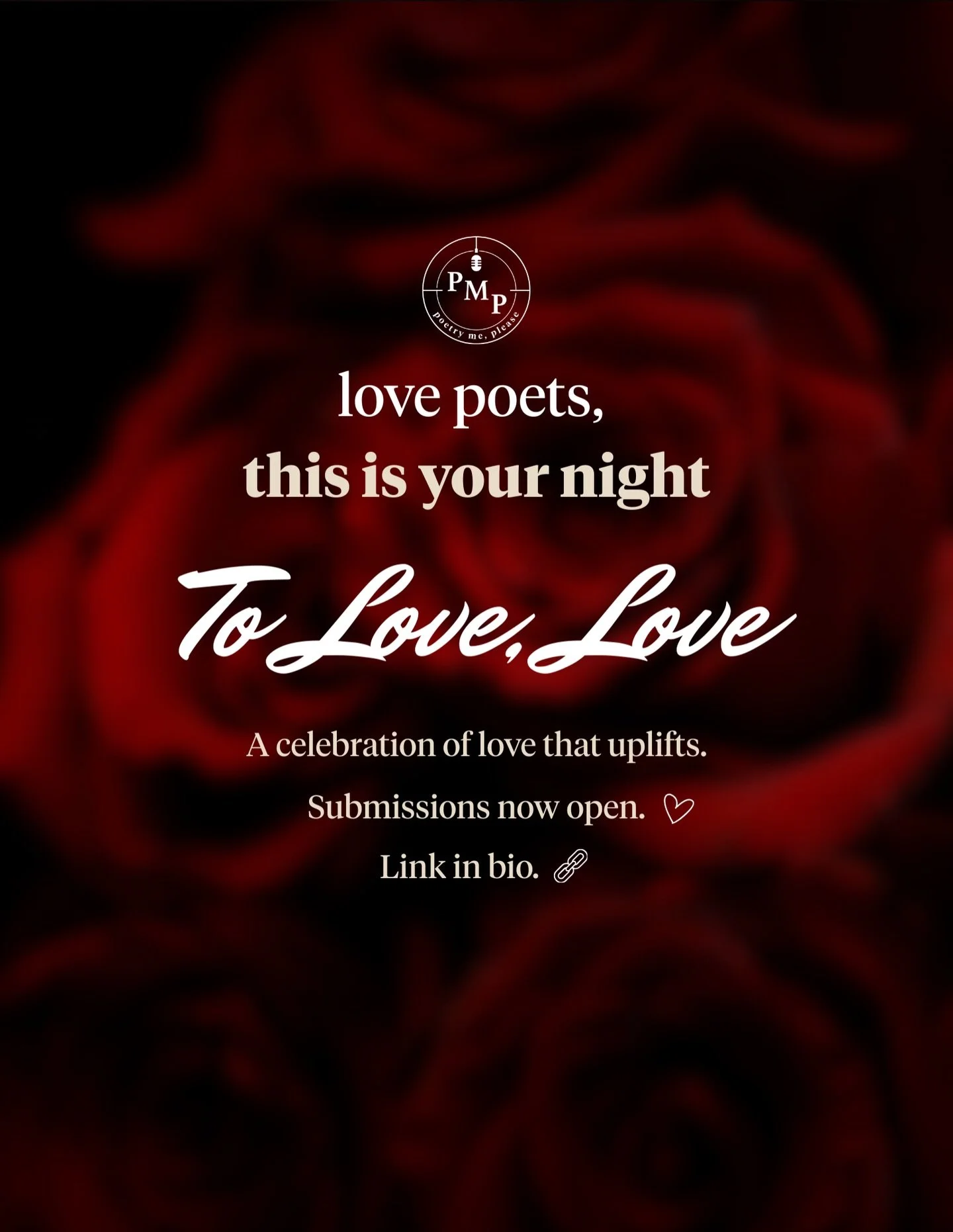 Love poets, this is your night. 🤍

You have the opportunity to perform live at our Valentine&rsquo;s showcase, To Love, Love, on February 13 &mdash; a celebration of love that uplifts.

We&rsquo;re looking for poems centered around connection. 
No h