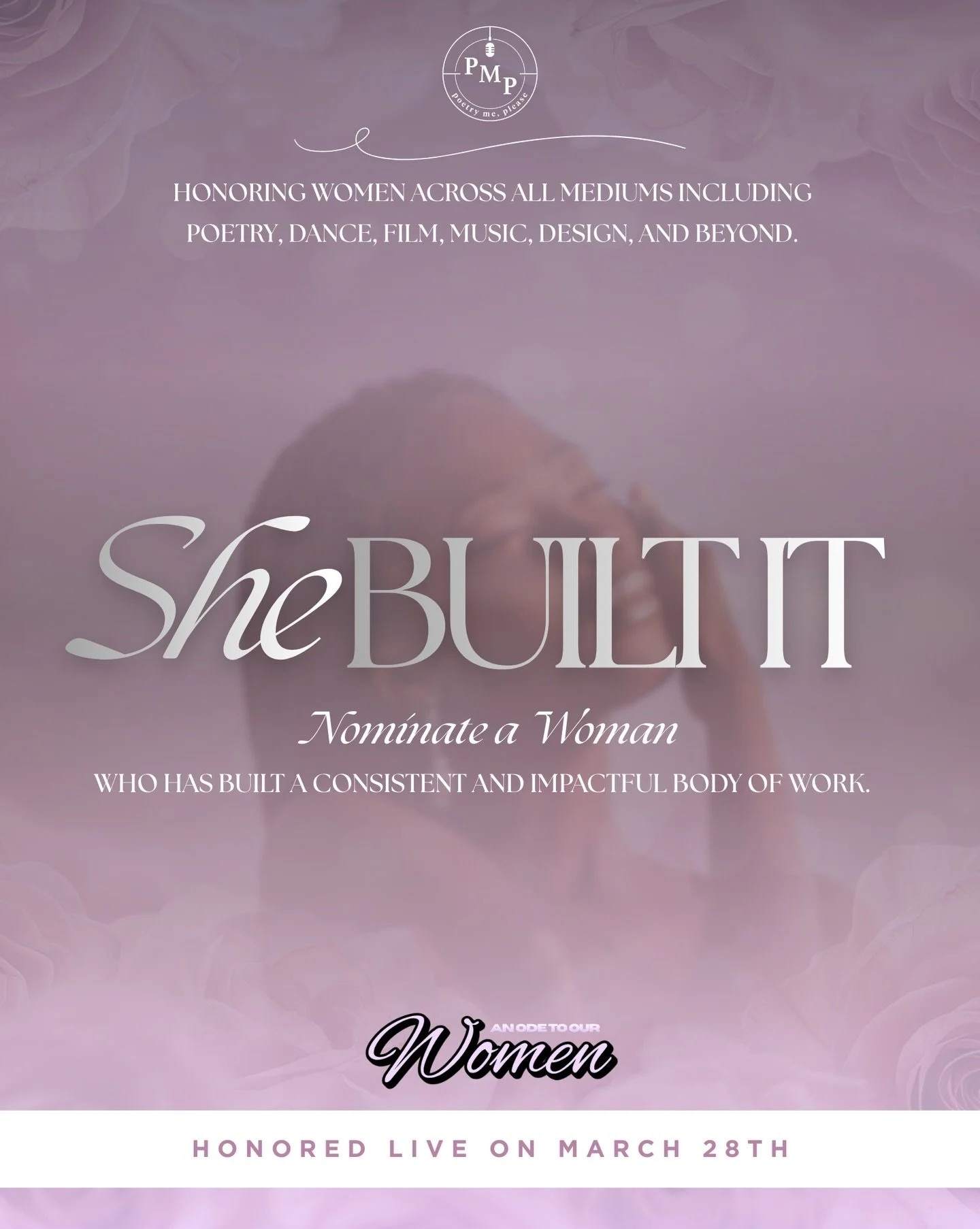 In honor of Women&rsquo;s History Month, poetry me, please is recognizing women who have made a lasting impact through their work.

We are celebrating creatives across all mediums including poets, dancers, filmmakers, musicians, designers, actors and
