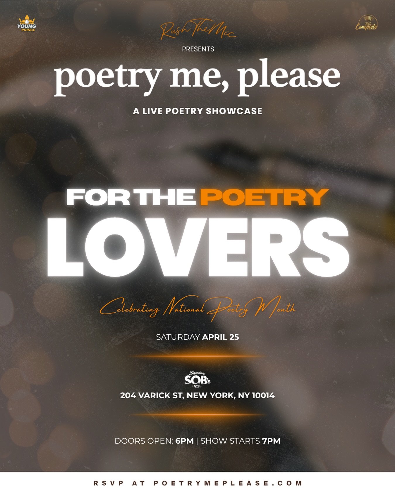 This one&rsquo;s for the real poetry lovers 🧡

Last show, we celebrated the women. Now, we celebrate the poets 📖

It&rsquo;s National Poetry Month &mdash; and there&rsquo;s no better way to honor it. Saturday, April 25, we center the words that mov