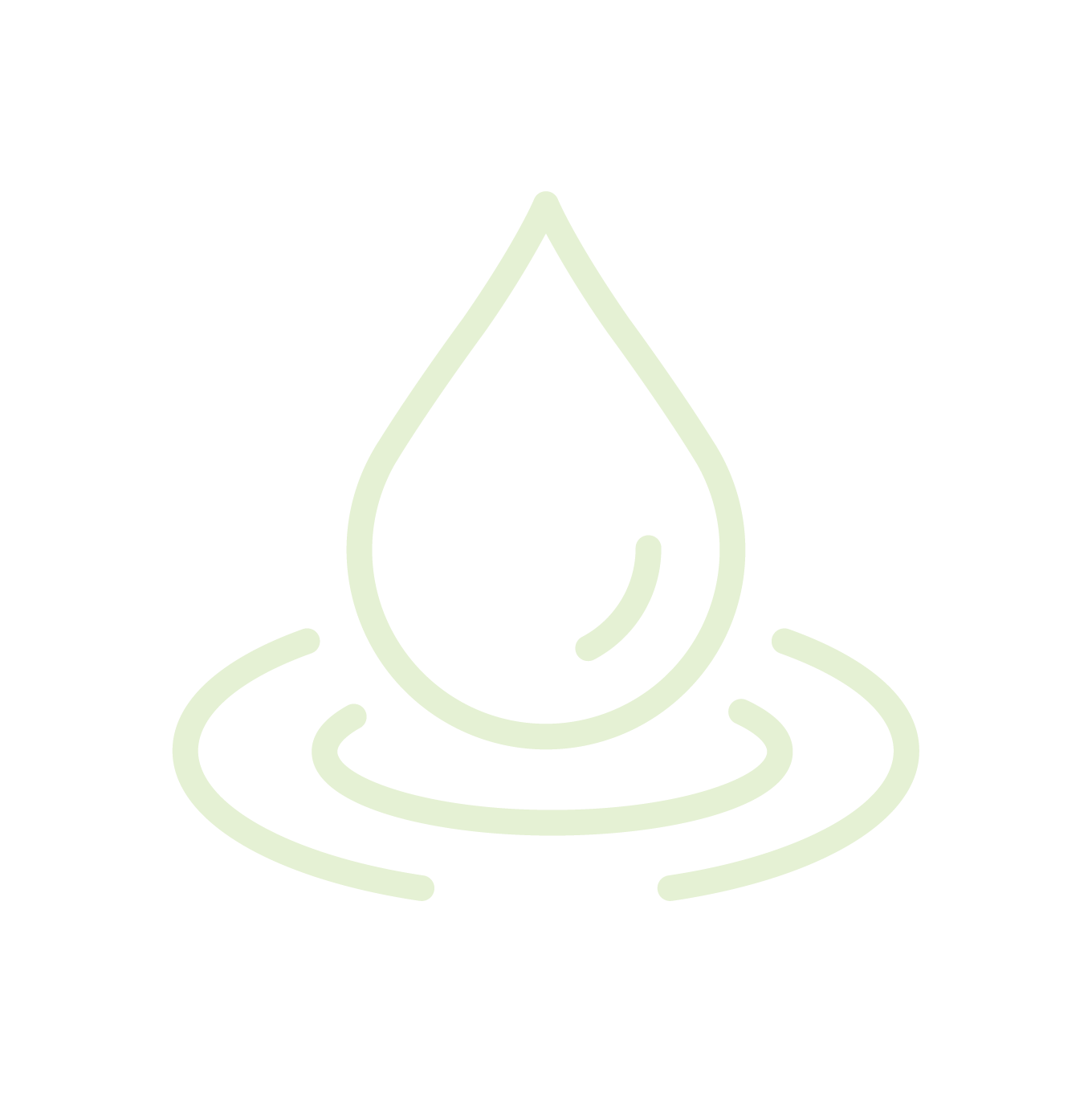 Simple outline of a water droplet with concentric circles around it on a black background.