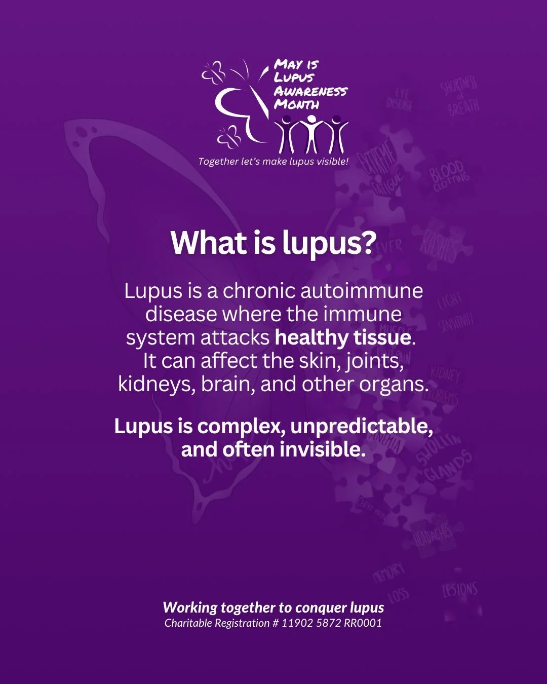 May is Lupus Awareness Month. I was diagnosed with Lupus in April 2010. My journey to getting a diagnosis was a long one. Lupus has affected just about every aspect of my life over the years. Joint pain, fatigue, kidney problems, a hospital stay due 