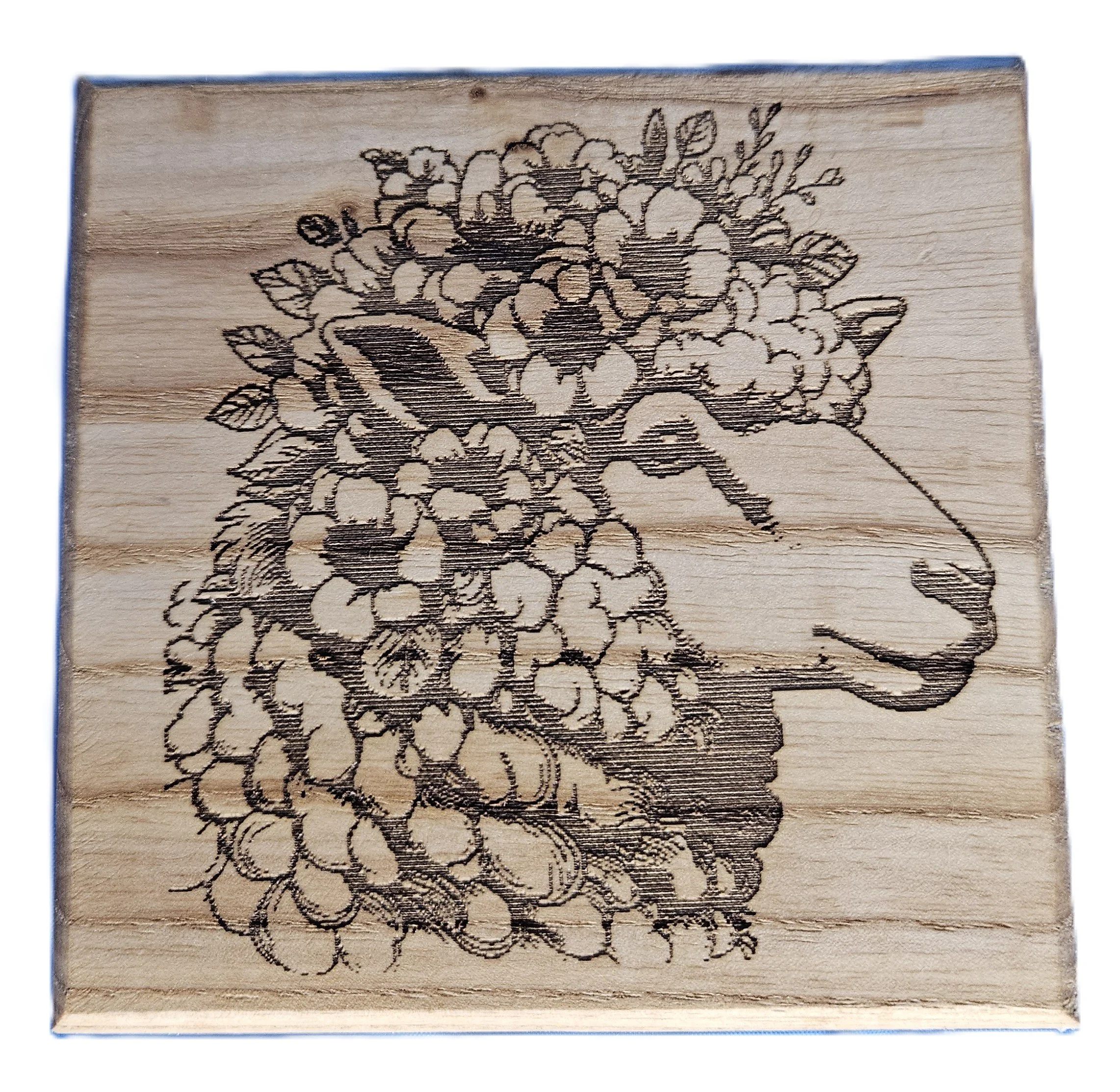 Flower Sheep coaster with cork backing