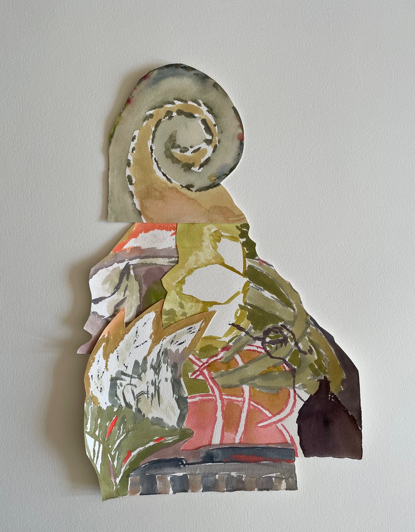 Lover 
18 x 11.5 in., mixed media collage on shaped paper