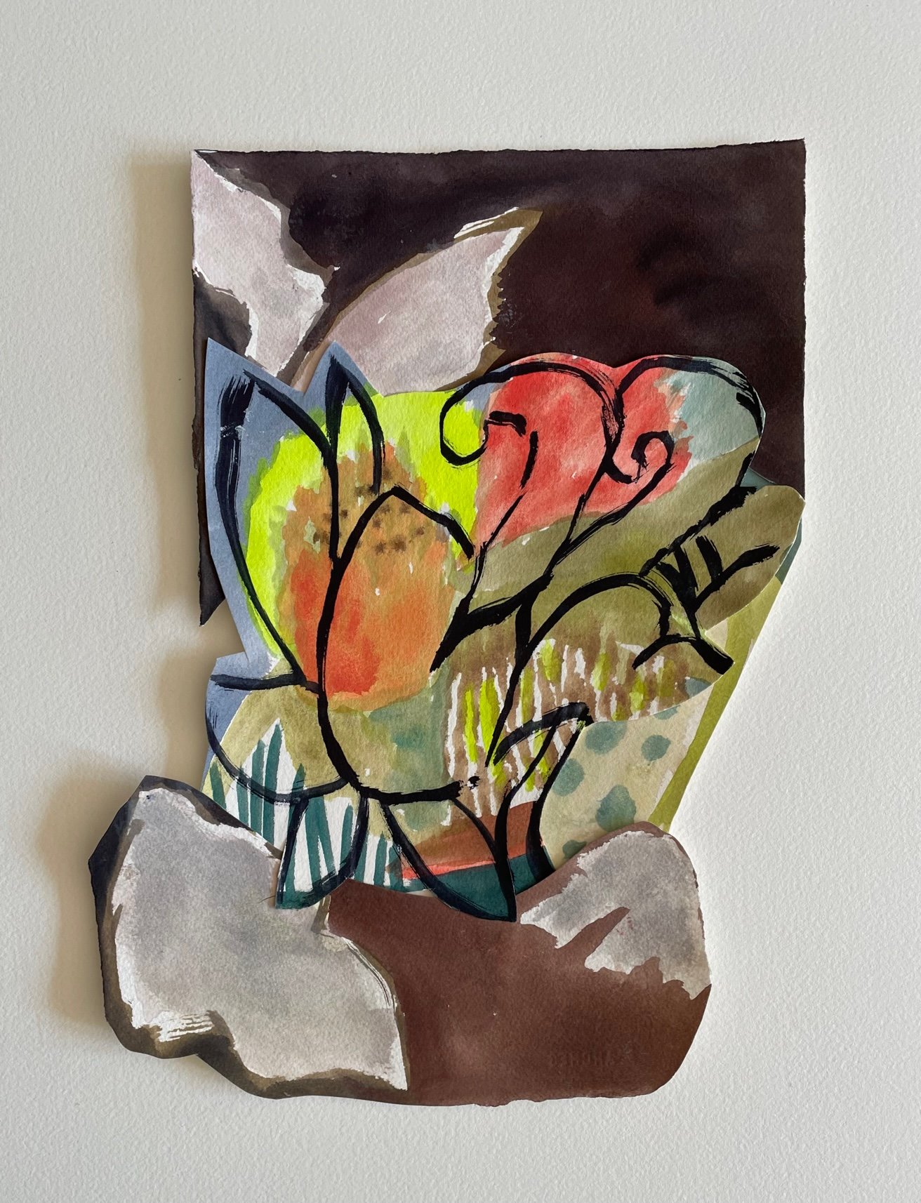 Flora, abundant 
20 x 16 in., mixed media collage on shaped paper