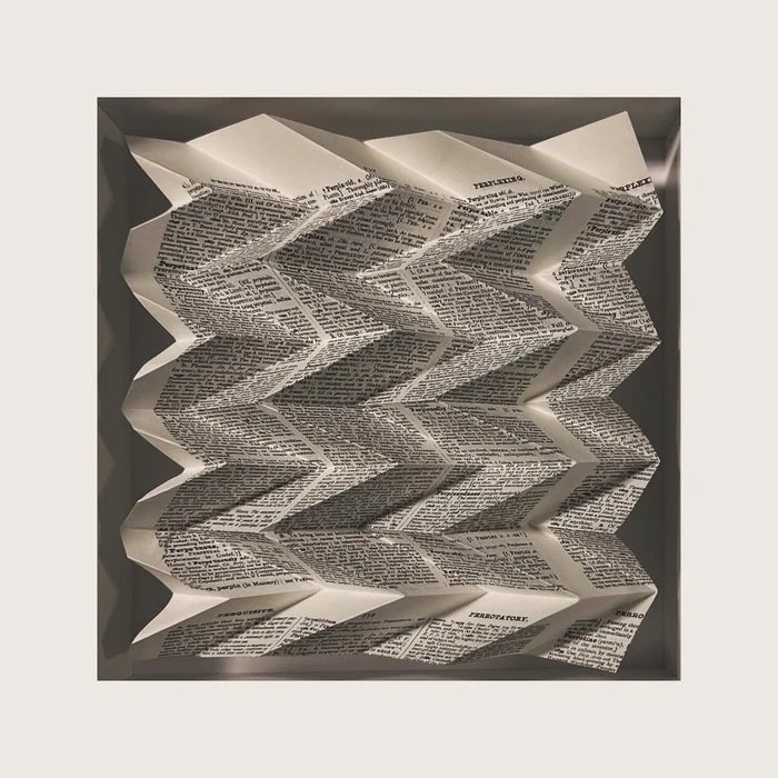 WARPED WORDS / Artist: Amy Broderick / 5" x 5" / $400 / Hand-Folded Vintage Dictionary Page