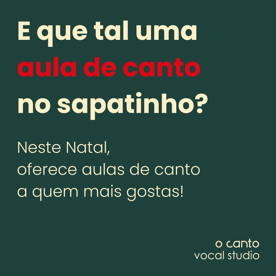 🇵🇹
Se ainda andas &agrave; procura do que oferecer a algu&eacute;m especial, temos a resposta para ti! Neste Natal, surpreende algu&eacute;m com um voucher para aulas de canto! Na compra de uma aula de canto, o canto oferece outra!
Envia-nos uma me