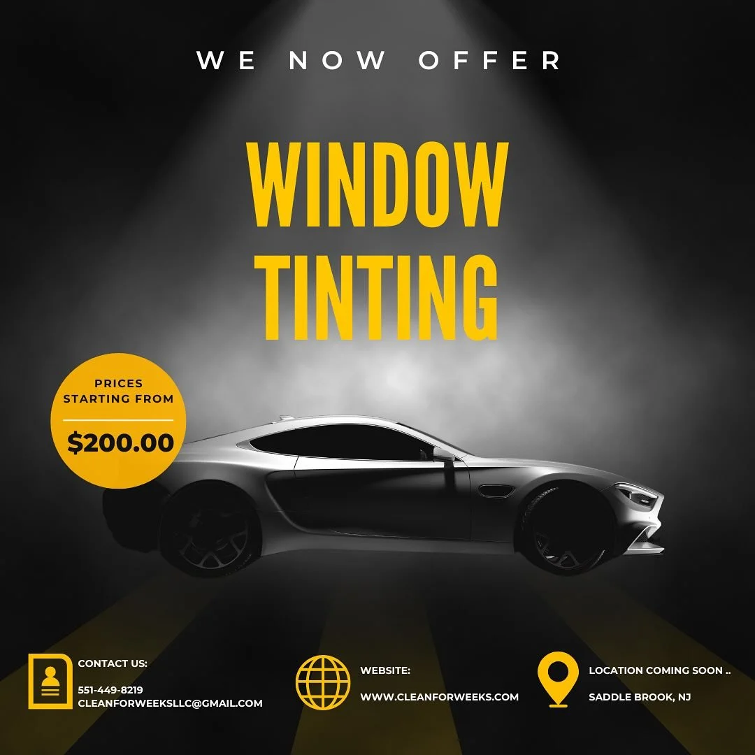 We now offer window tinting! ☀️ #Window #Tint #Install #UV #Protection 

Contact Us: 
📲 - 551-449-8219
📩 - cleanforweeksllc@gmail.com
🖥️ - www.cleanforweeks.com
