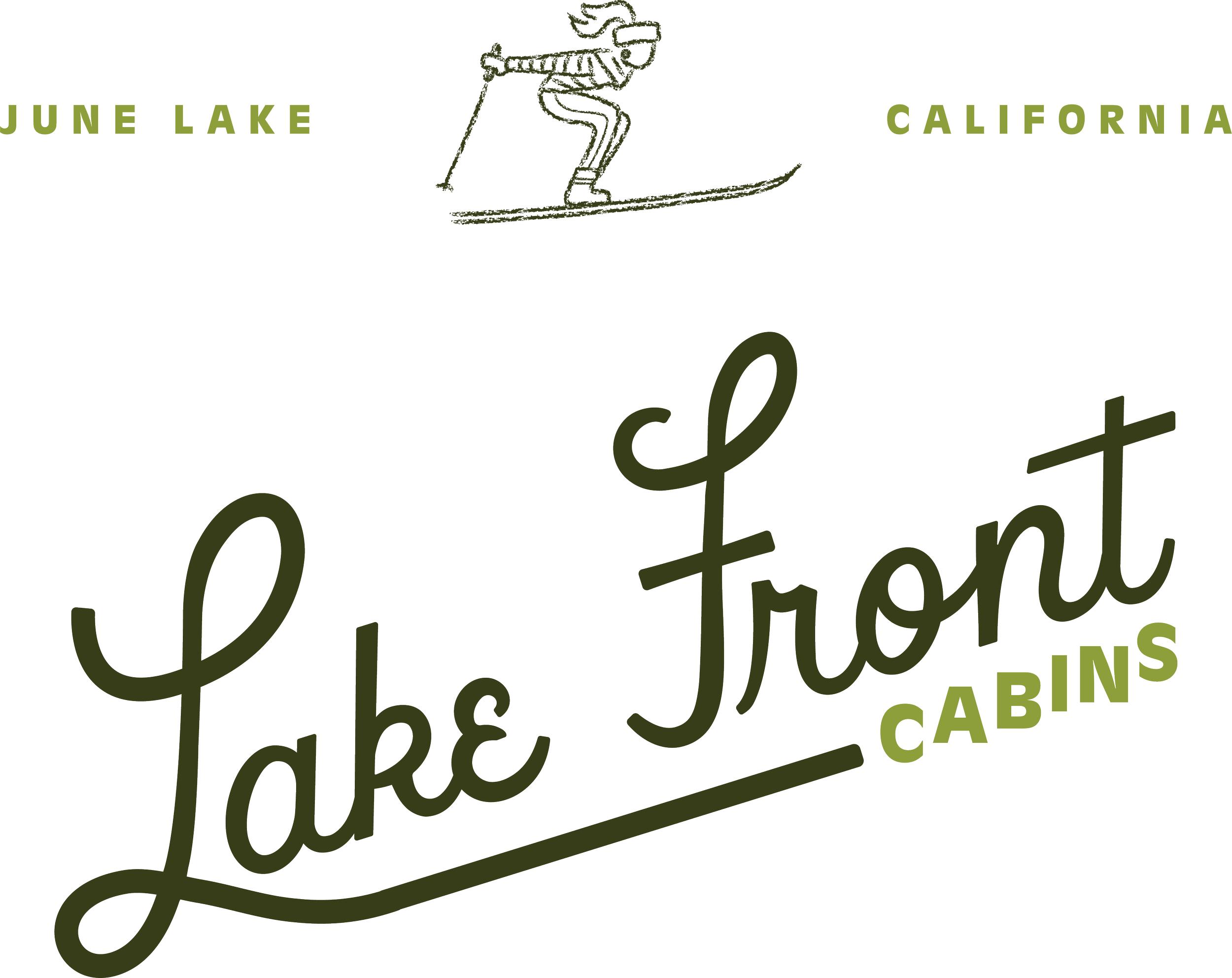 Lake Front Cabins Logo - Skiier