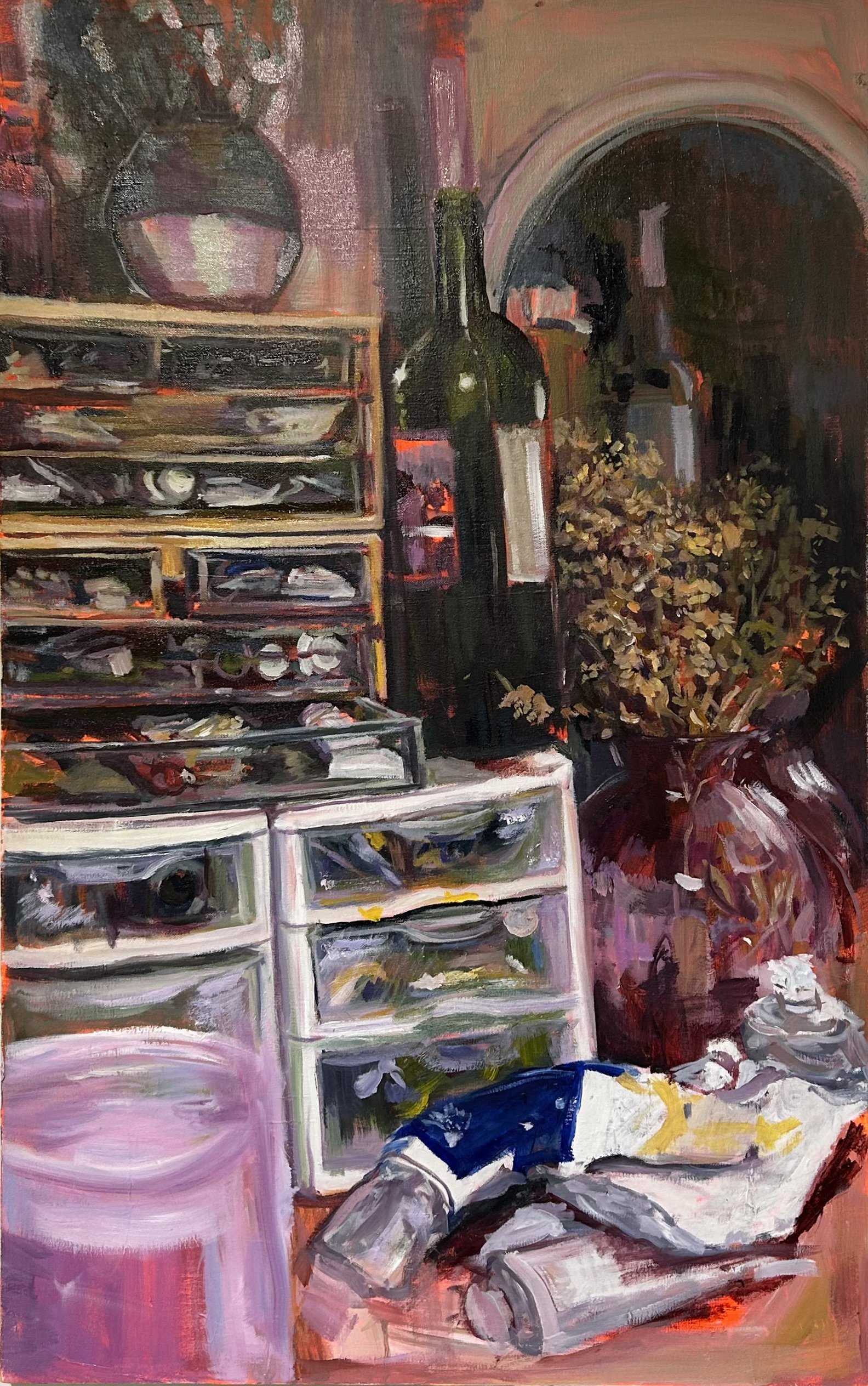 painter's paint, oil on canvas, 26.5 x 42 inches.