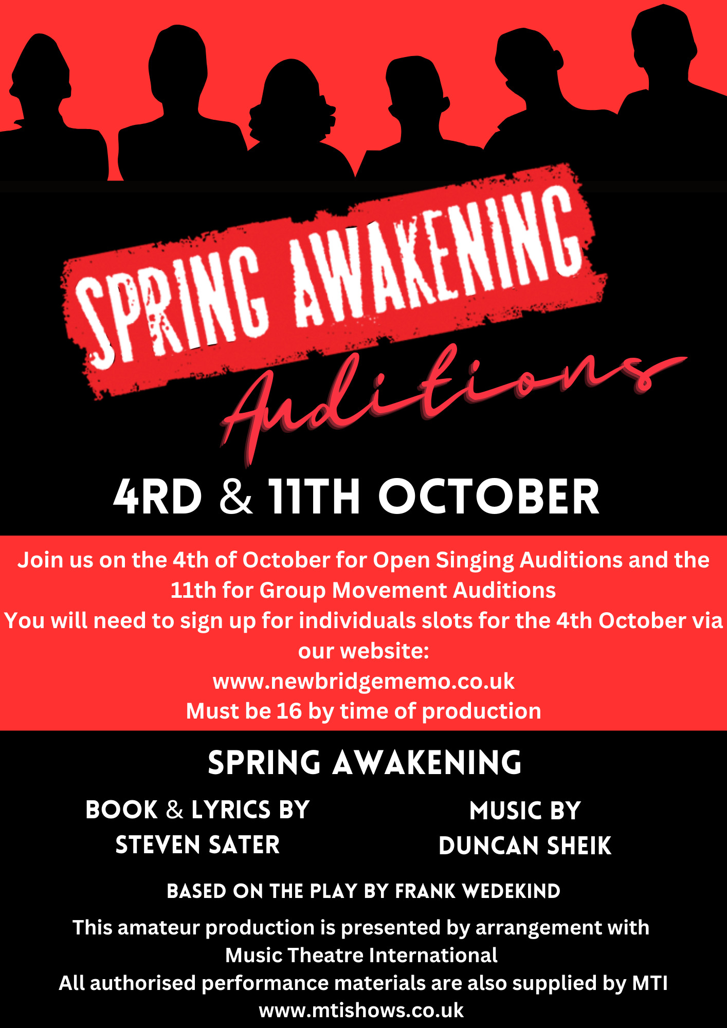 Spring Awakening Auditions — Newbridge Memo