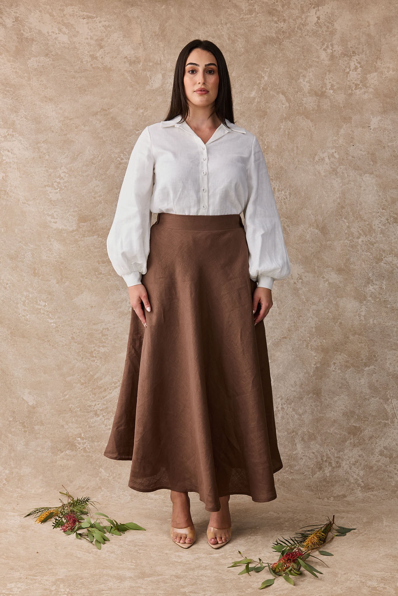 Dahlia Linen Maxi Skirt - Cacao