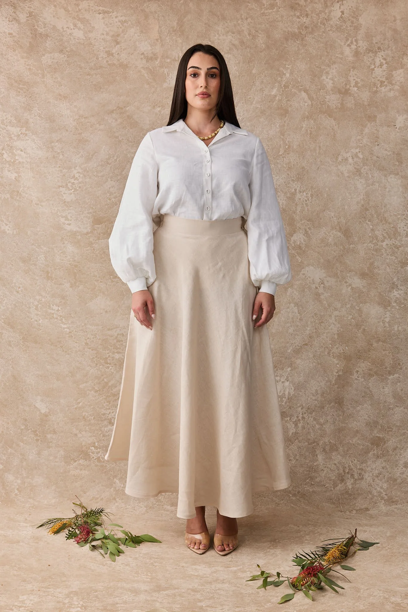 Dahlia Linen Maxi Skirt - Sandy