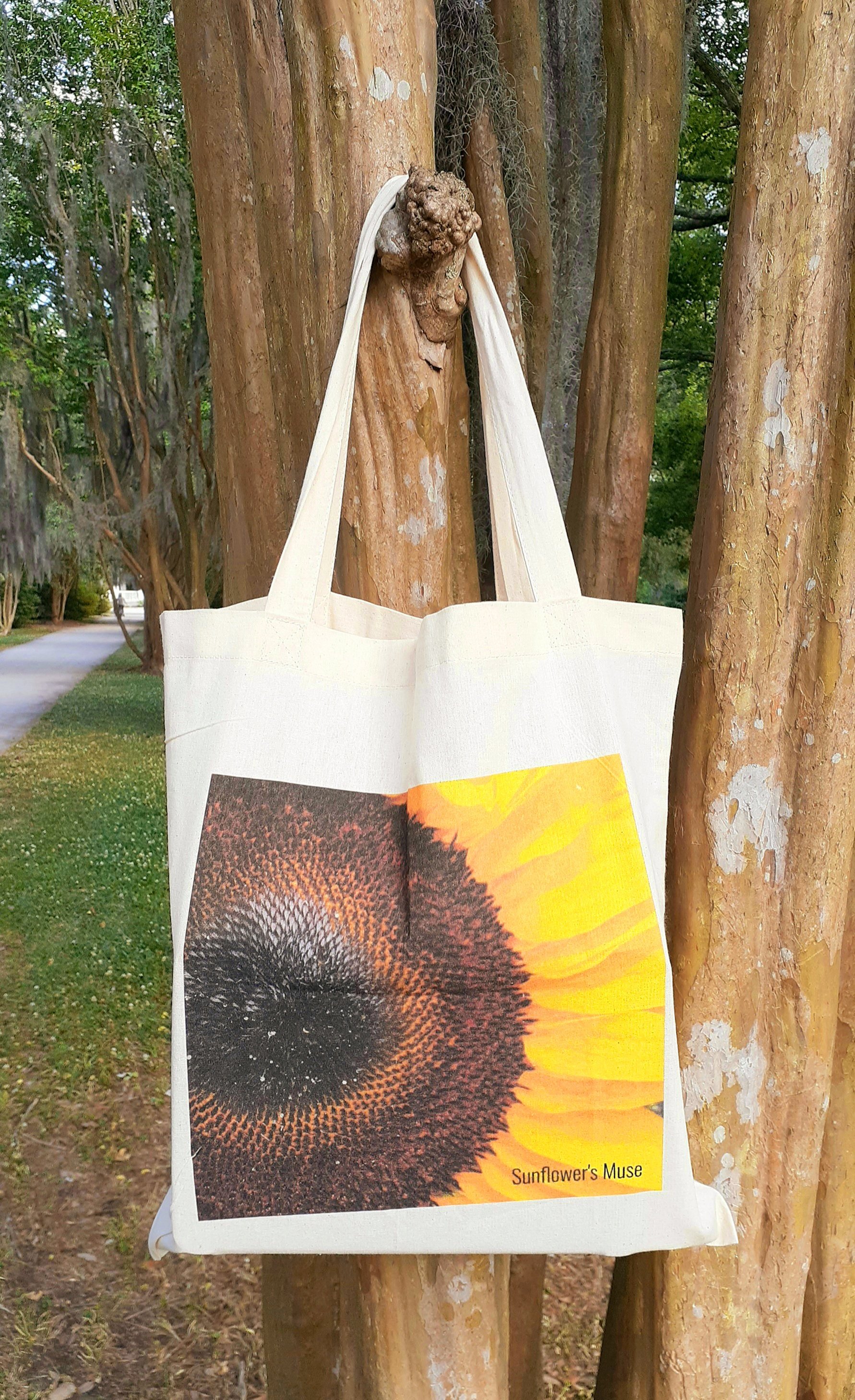 Regular size Sunflower tote bag.