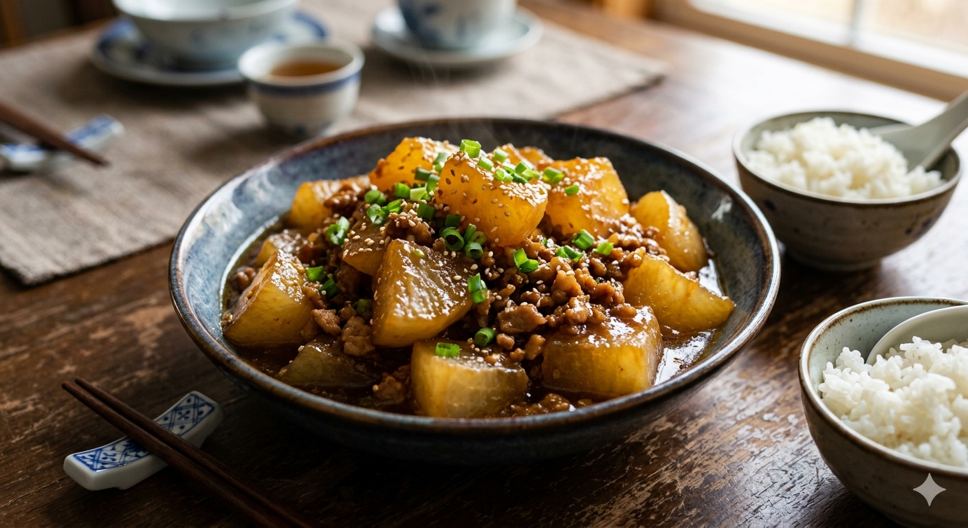 Braised Turnips with Ground Pork 肉末红烧萝卜