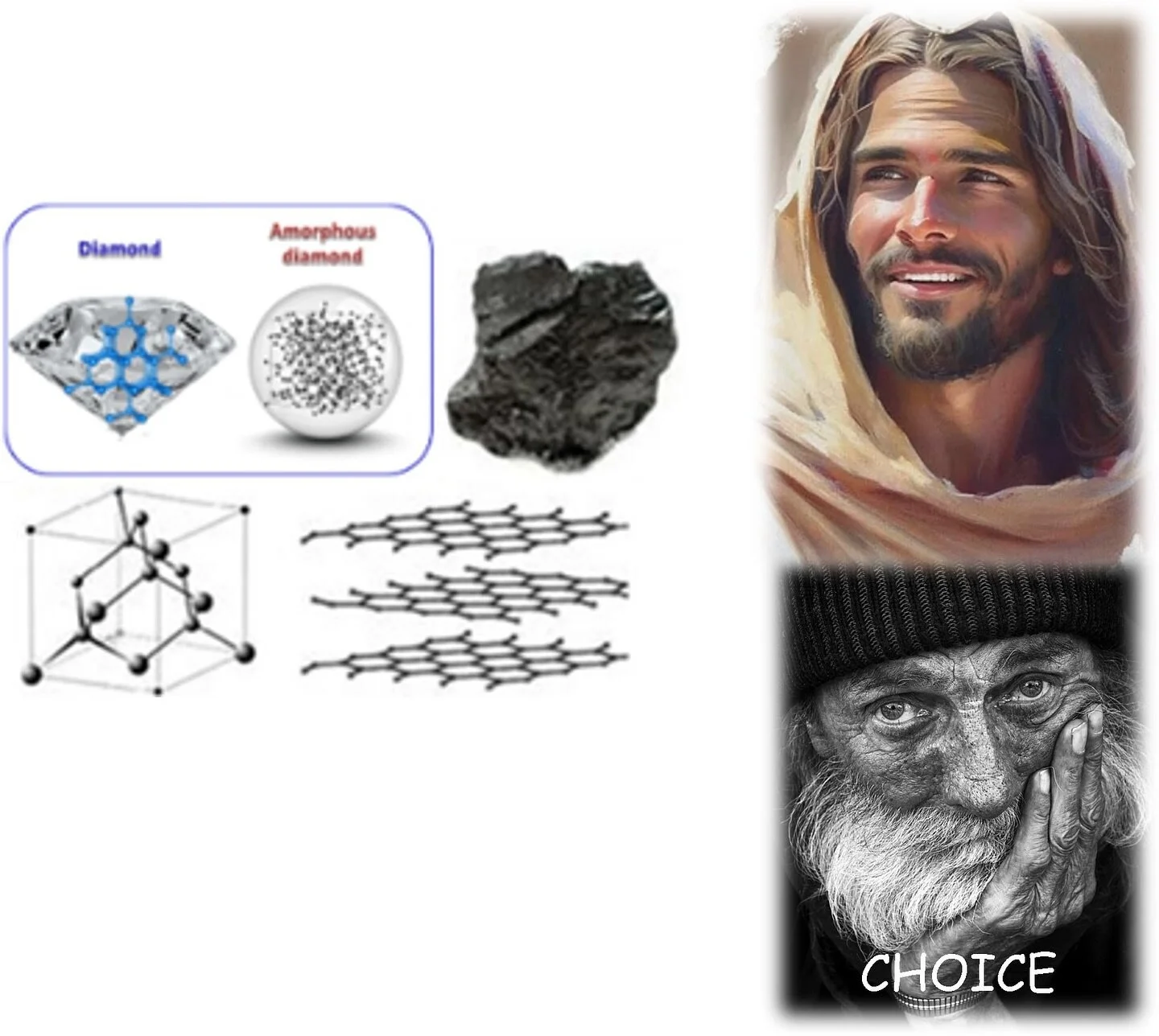 Human Gems in Transition
What we do with our potential is a matter of desire, choice, and action to ripen the fruit of our character.
However, there is a great difference between a lump of coal and an amorphous diamond. Carbon is an element of seemin