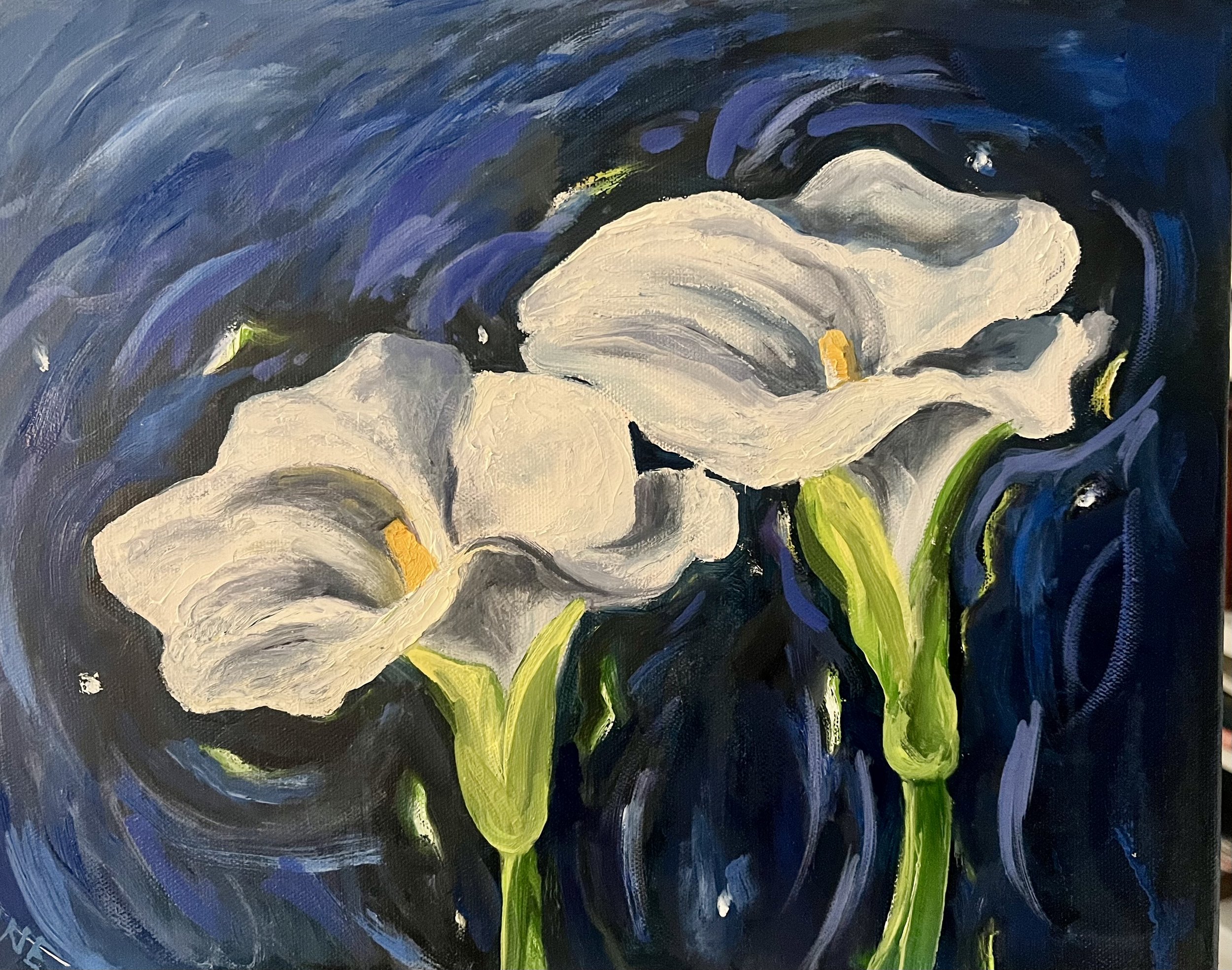 Dancing Call Lilies, 16 x 12, oil, Artist collection
