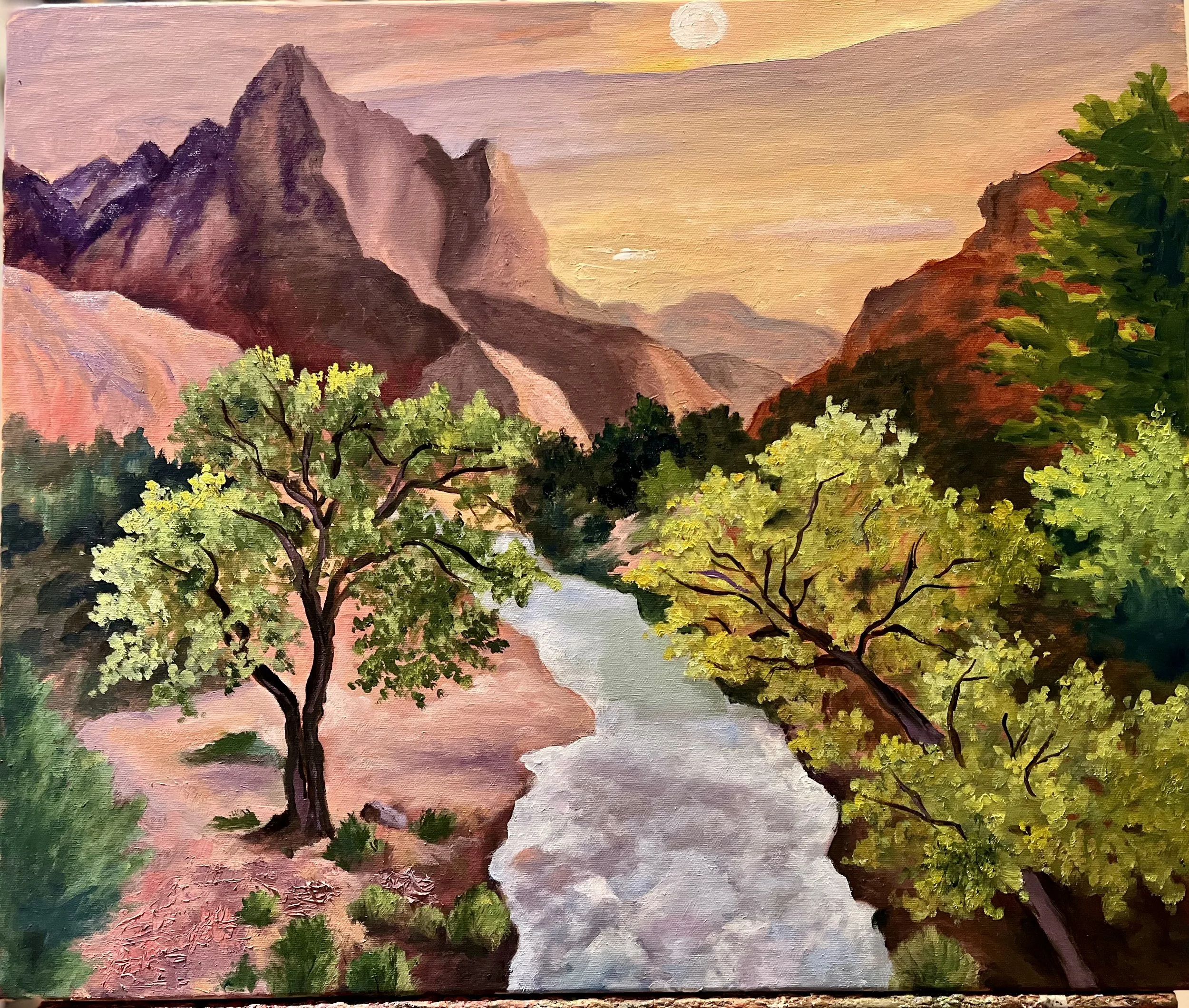 Zion, Virgin River, 20 x 24, oil,  Available
