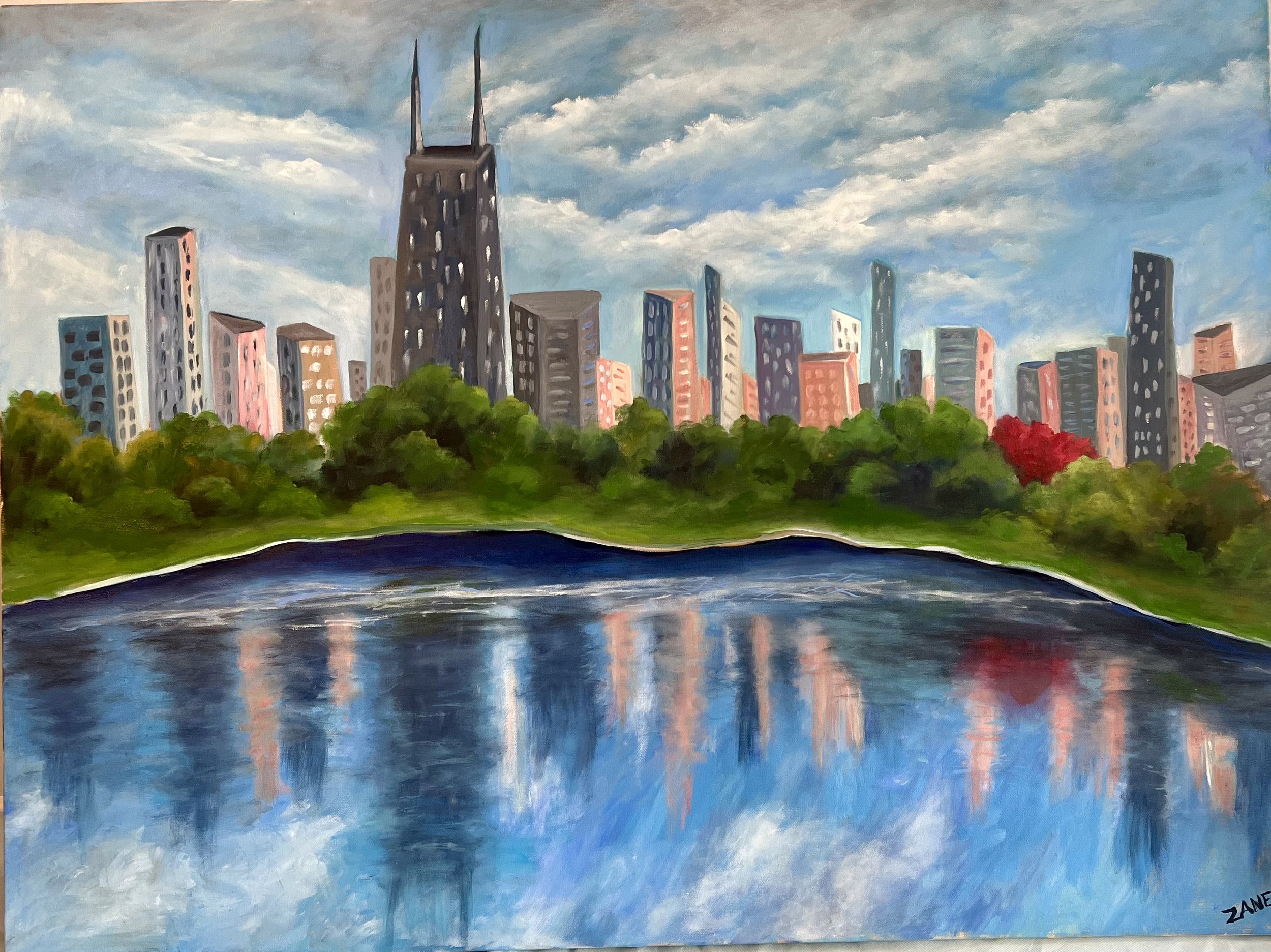 Lincoln Park, Chicago, 40 x 46, oil, Available
