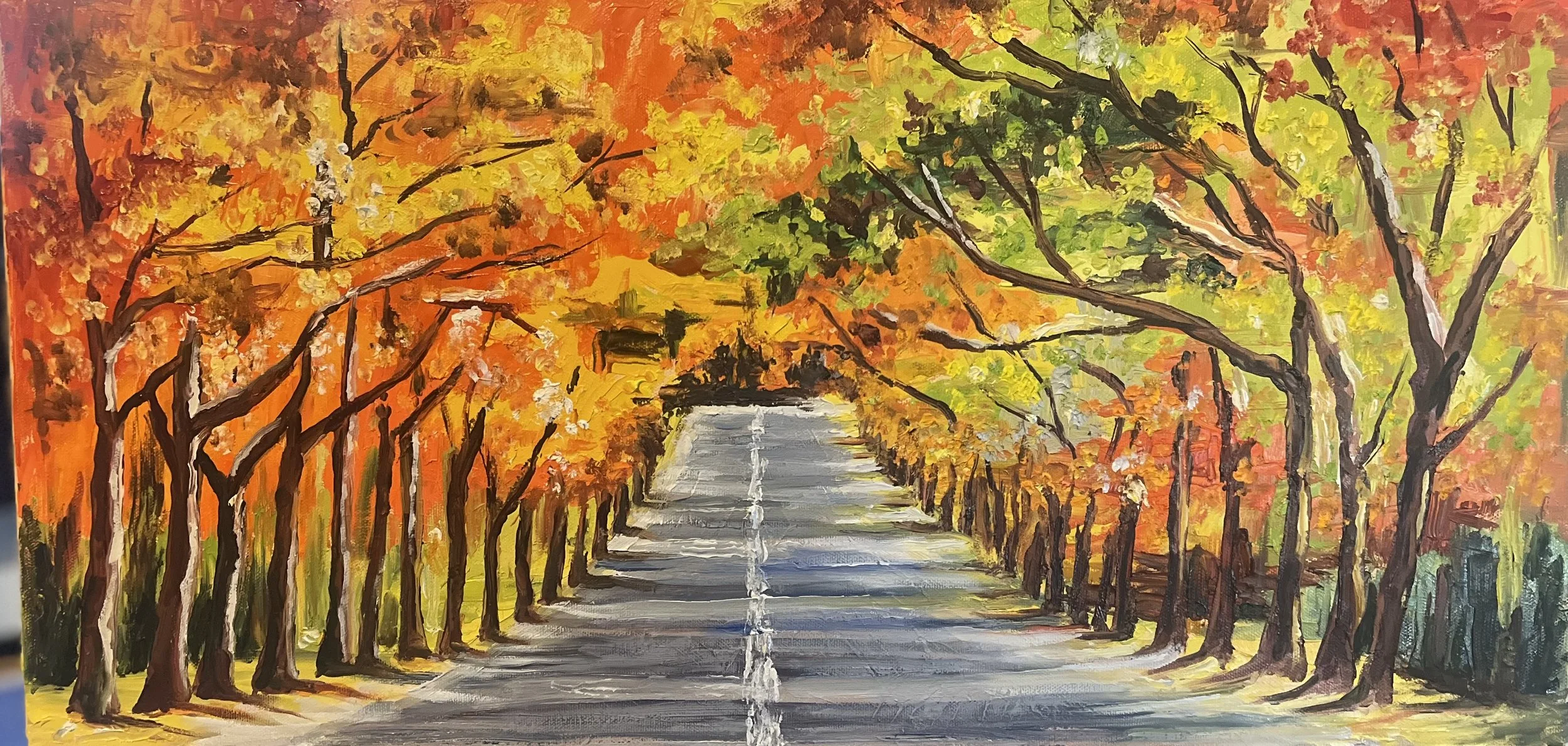 Autumn Road, 24 x 12, oil, Available
