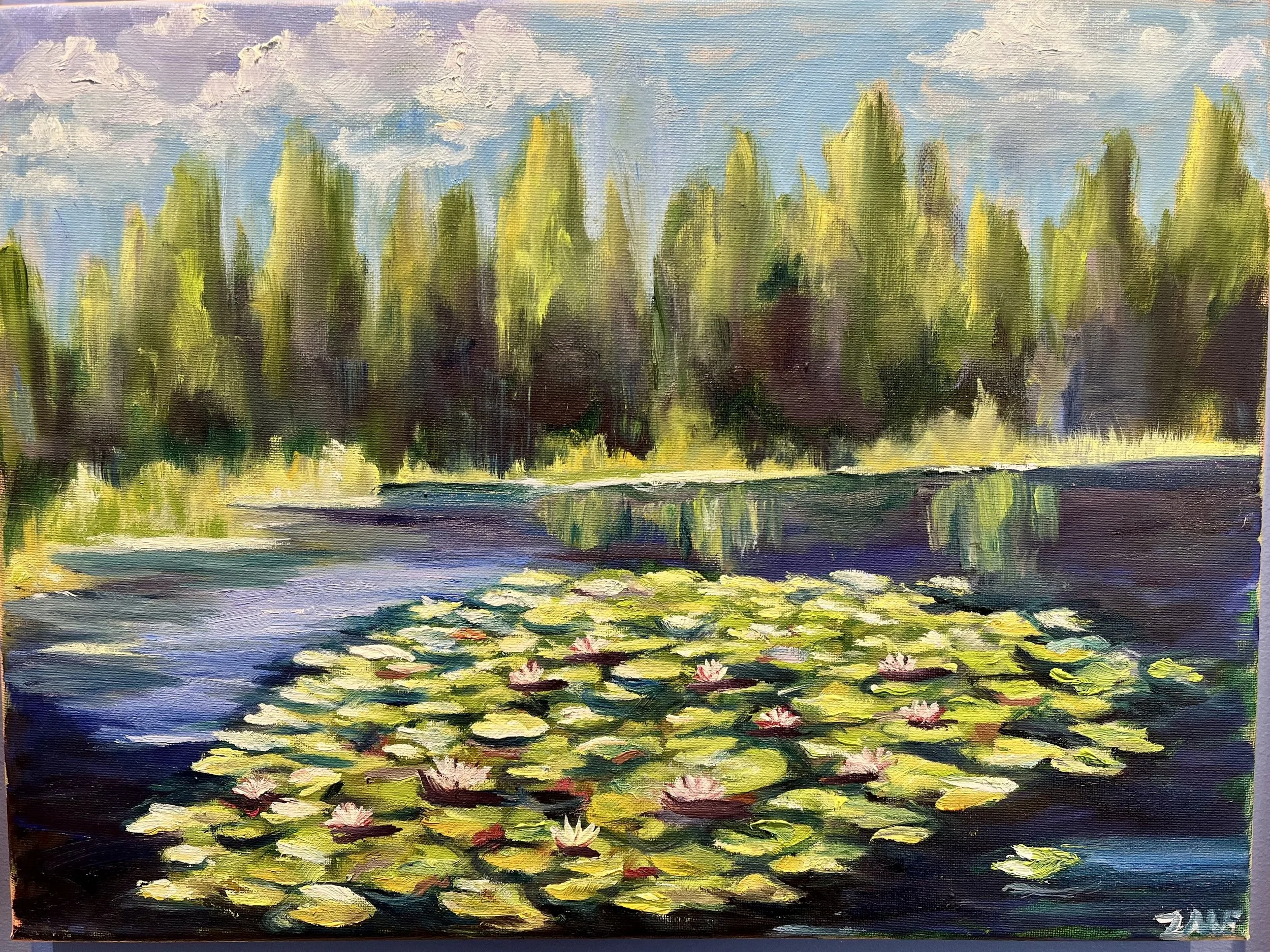 Botanical Gardens Lily pond, 16 x 12, oil, Available
