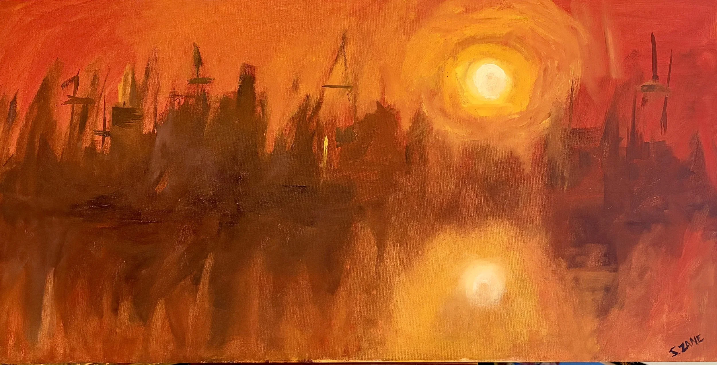 Eureka Harbor, 36 x 18, oil, Available 